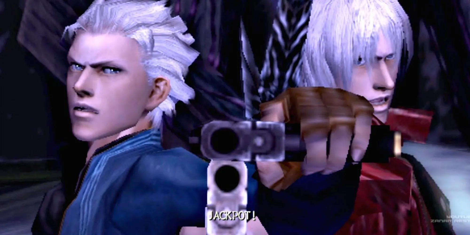 Arkham trong Devil May Cry 3 đang biến hình thành một thực thể quỷ dị màu tím.
