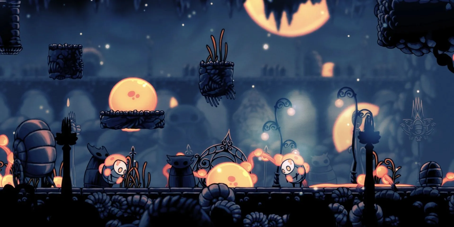 Côn trùng bị nhiễm bệnh và mụn mủ màu cam trong Hollow Knight