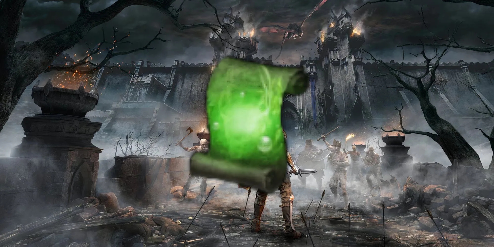 Đám mây độc Poison Cloud bao phủ kẻ thù trong Demon's Souls