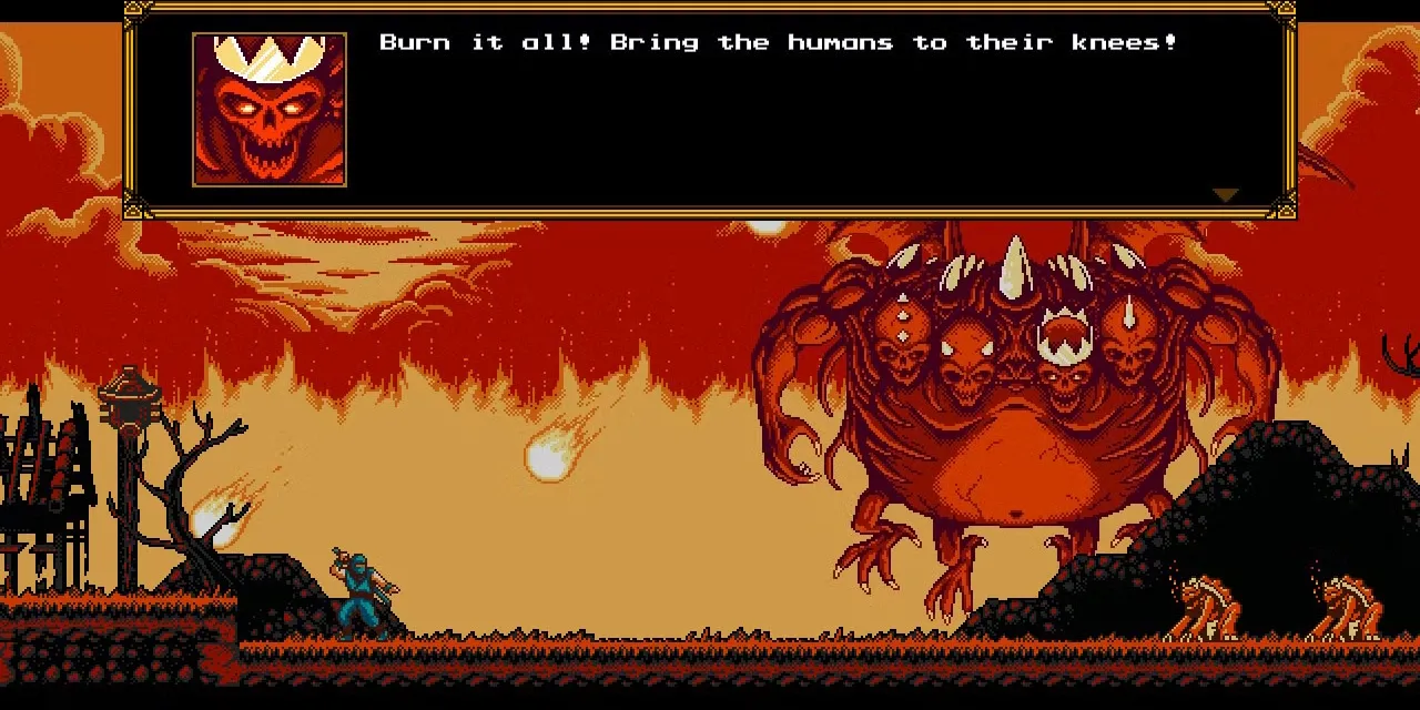 Demon King trong The Messenger, một trận đấu trùm đậm chất retro với nhiều ý tưởng sáng tạo