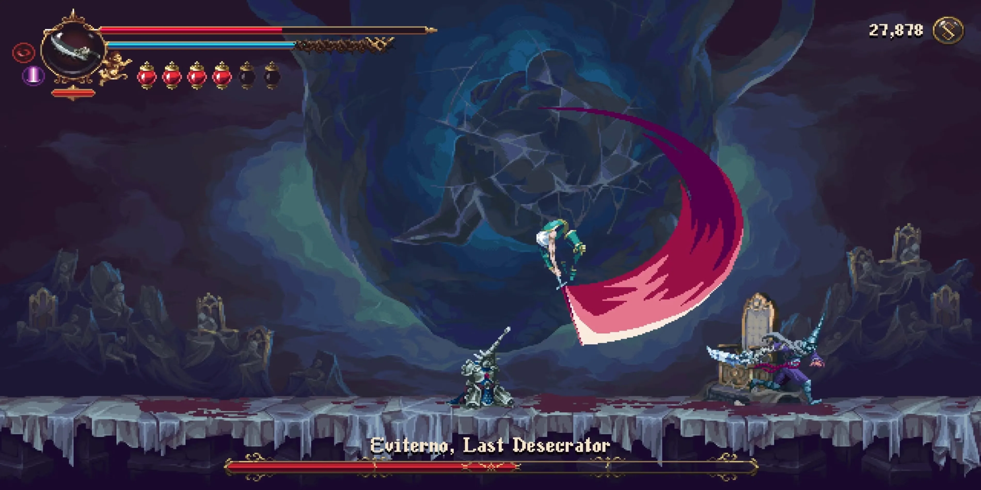 Eviterno, Last Desecrator từ Blasphemous 2, một thử thách khó nhằn đòi hỏi sự hoàn hảo