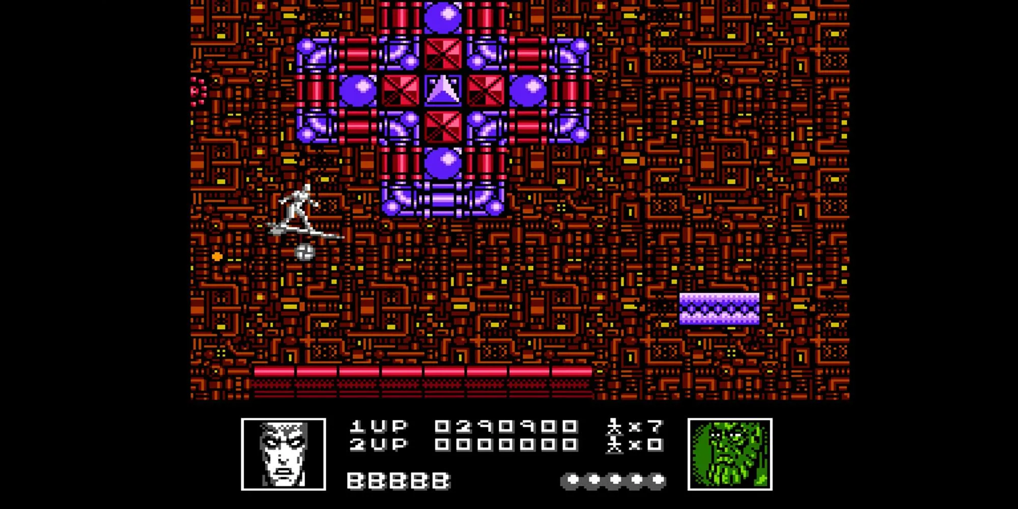 Gameplay màn hình ngang của Silver Surfer trên NES