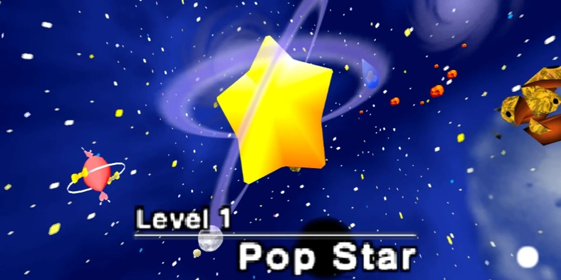 Hành tinh Popstar rực rỡ hình ngôi sao trong game Kirby 64