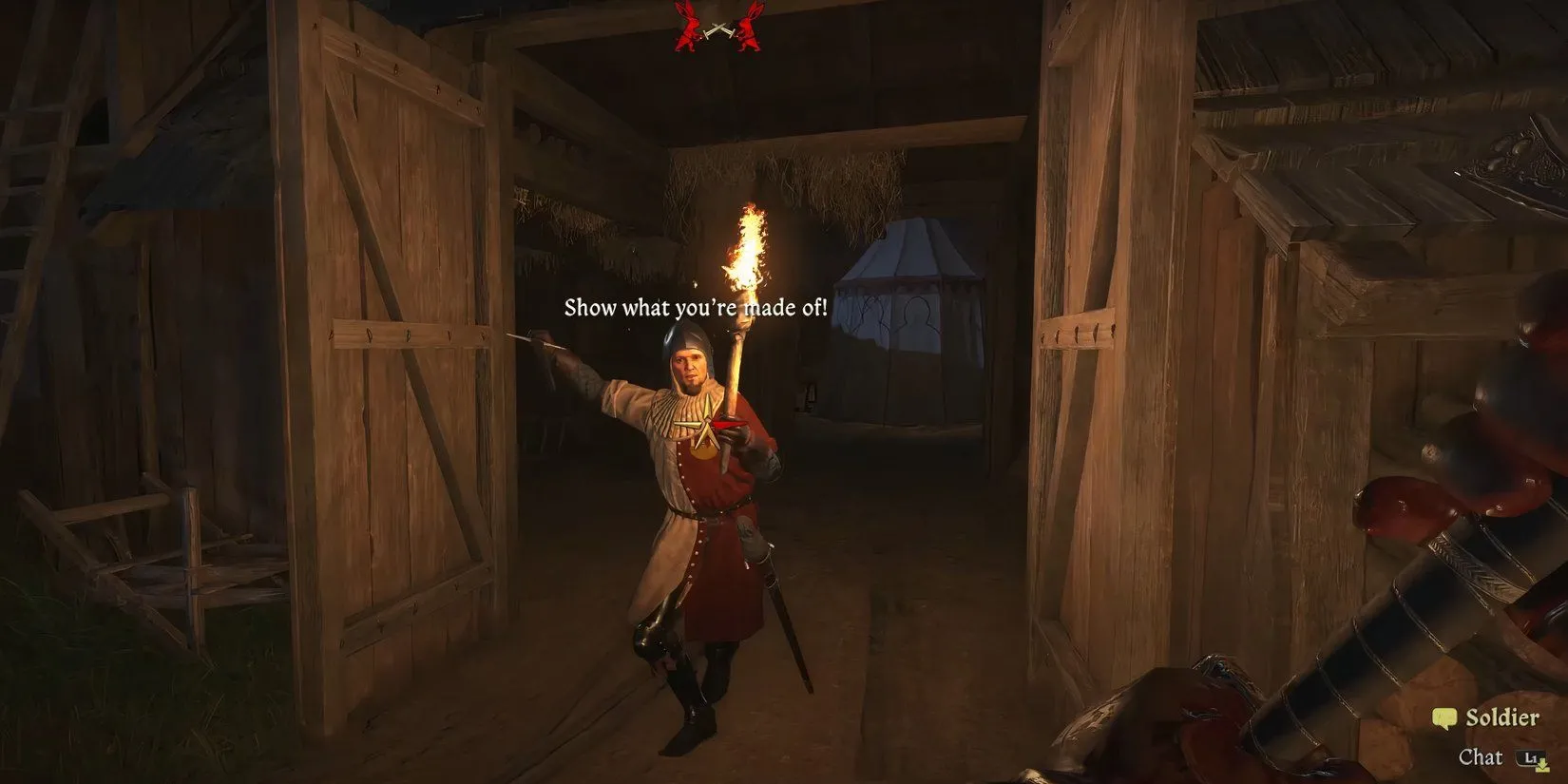 Henry chiến đấu với lính gác tại Suchdol trong Kingdom Come Deliverance 2