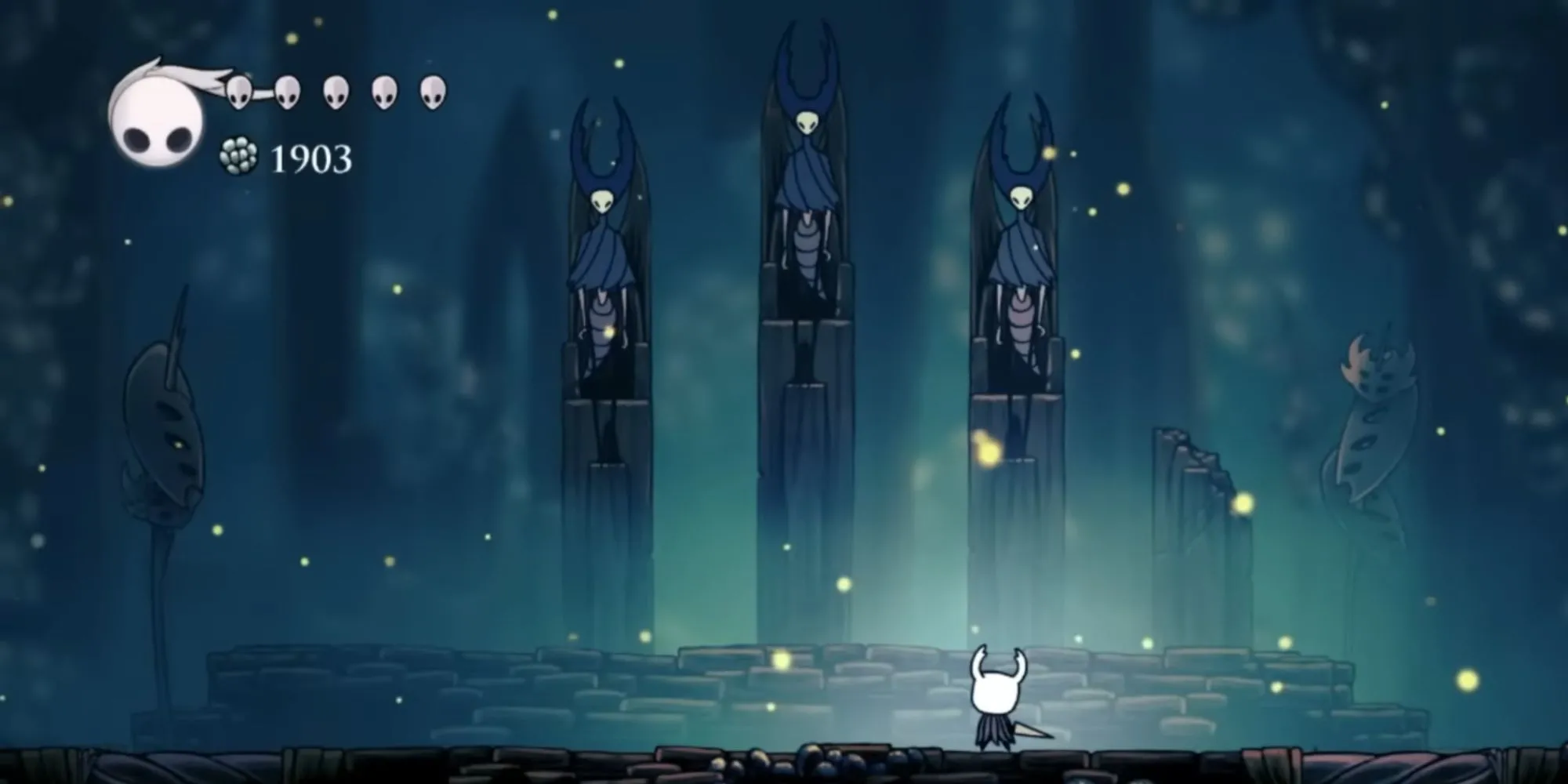 Hiệp Sĩ chuẩn bị đối mặt với Mantis Lords trong Hollow Knight, một trận đấu trùm hoàn hảo
