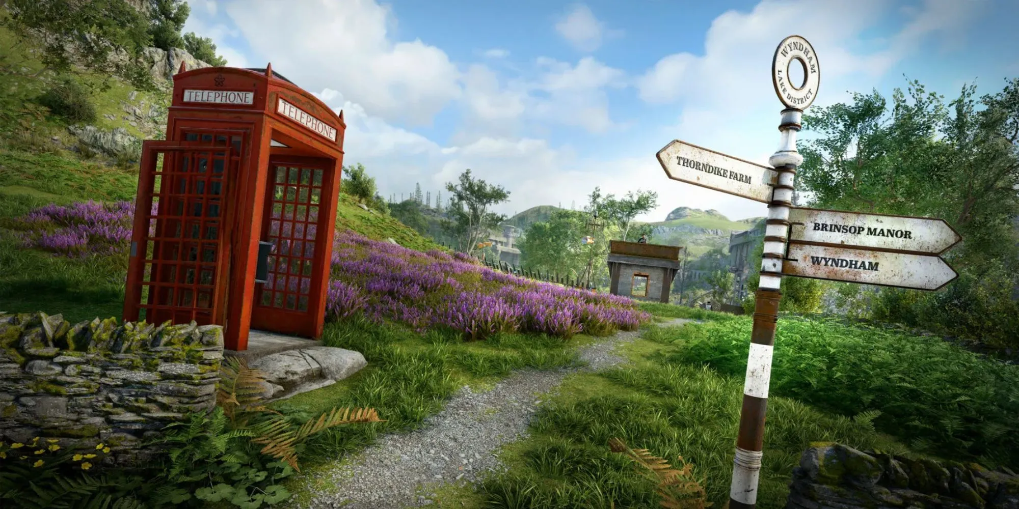 Hình ảnh bốt điện thoại đỏ đặc trưng của Anh trong game Atomfall, gợi không khí bí ẩn