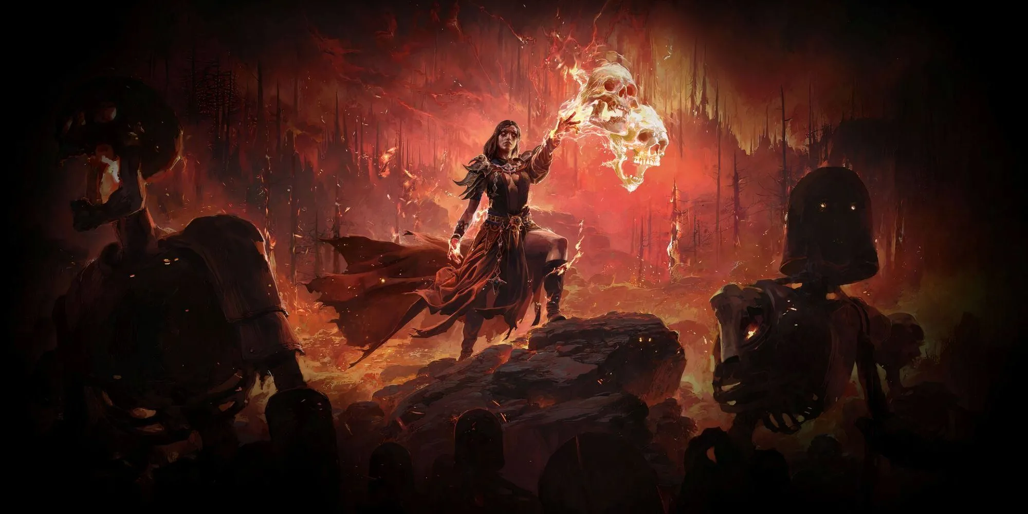 Hình ảnh Infernalist Witch trong Path of Exile II điều khiển lửa và linh hồn
