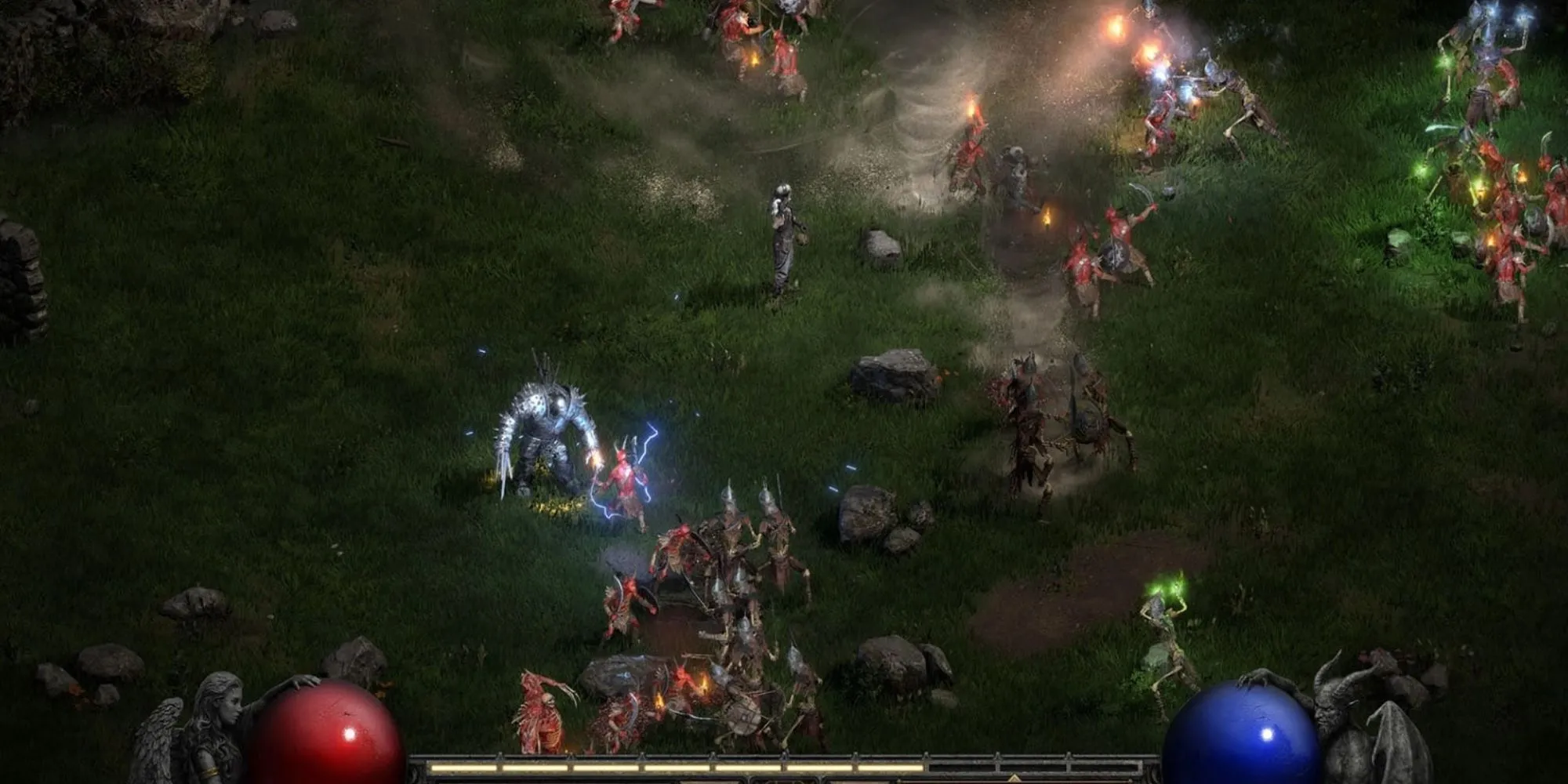 Hình ảnh nhân vật chiến đấu với quái vật trong Diablo II Resurrected