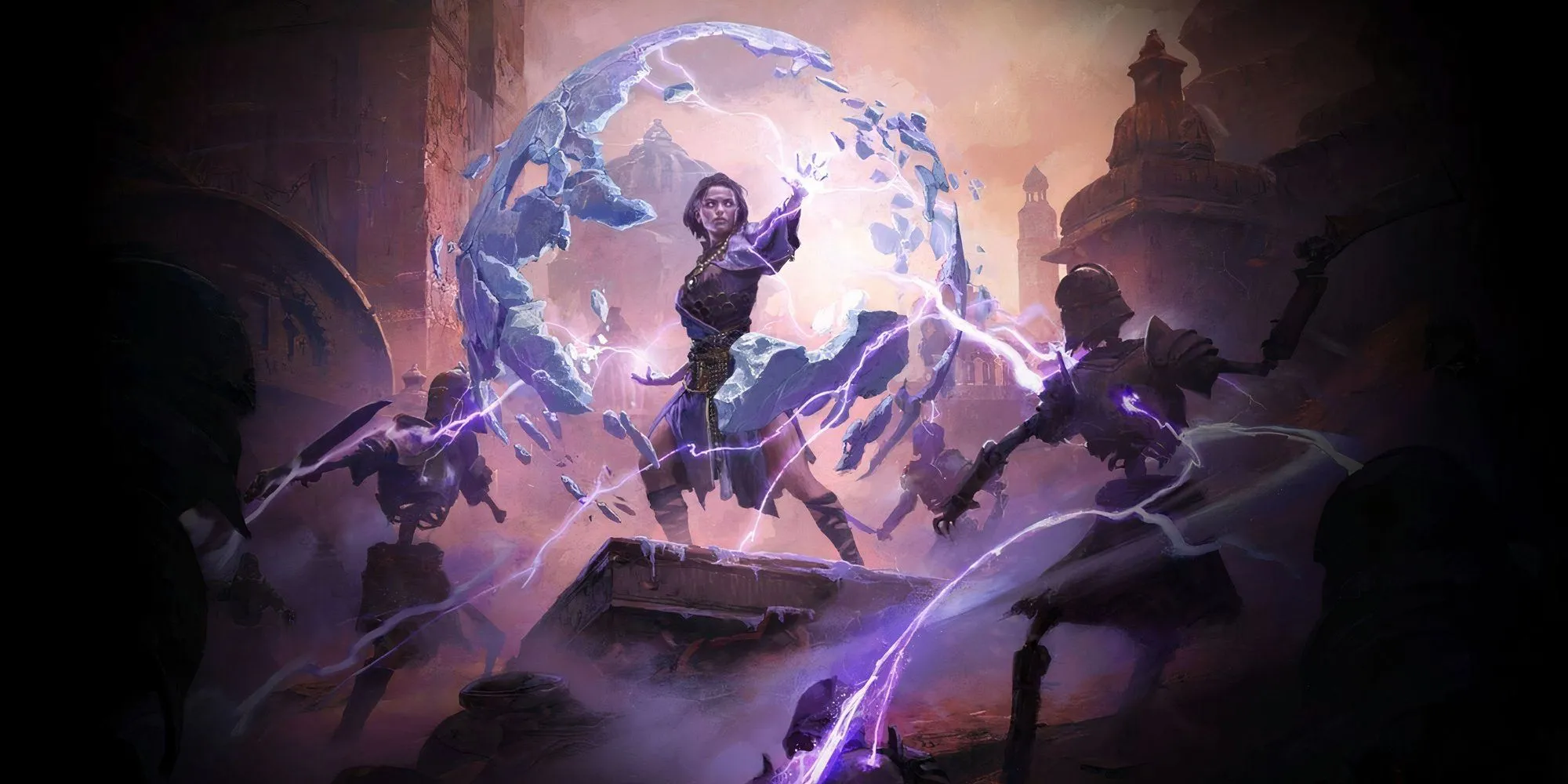 Hình ảnh Stormweaver Sorceress trong Path of Exile II triệu hồi sấm sét