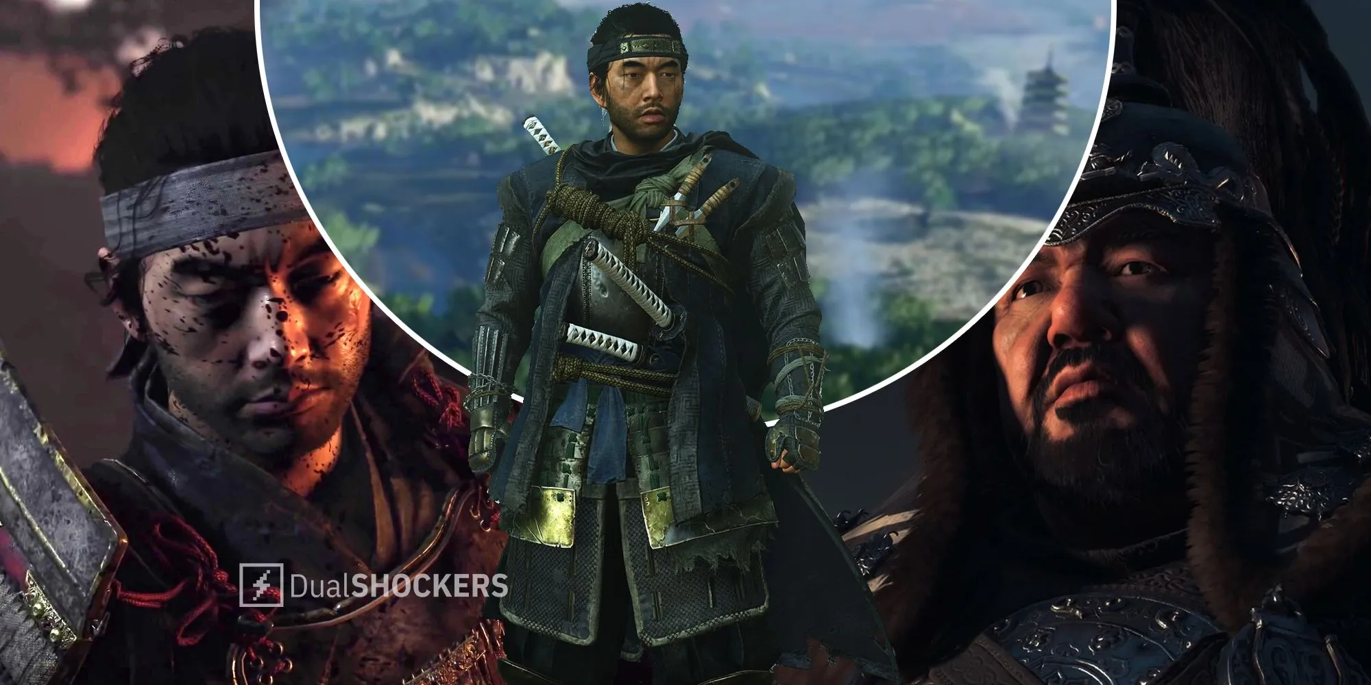 Jin Sakai đối đầu Khotun Khan trong Ghost of Tsushima, tiền bản của Ghost of Yotei