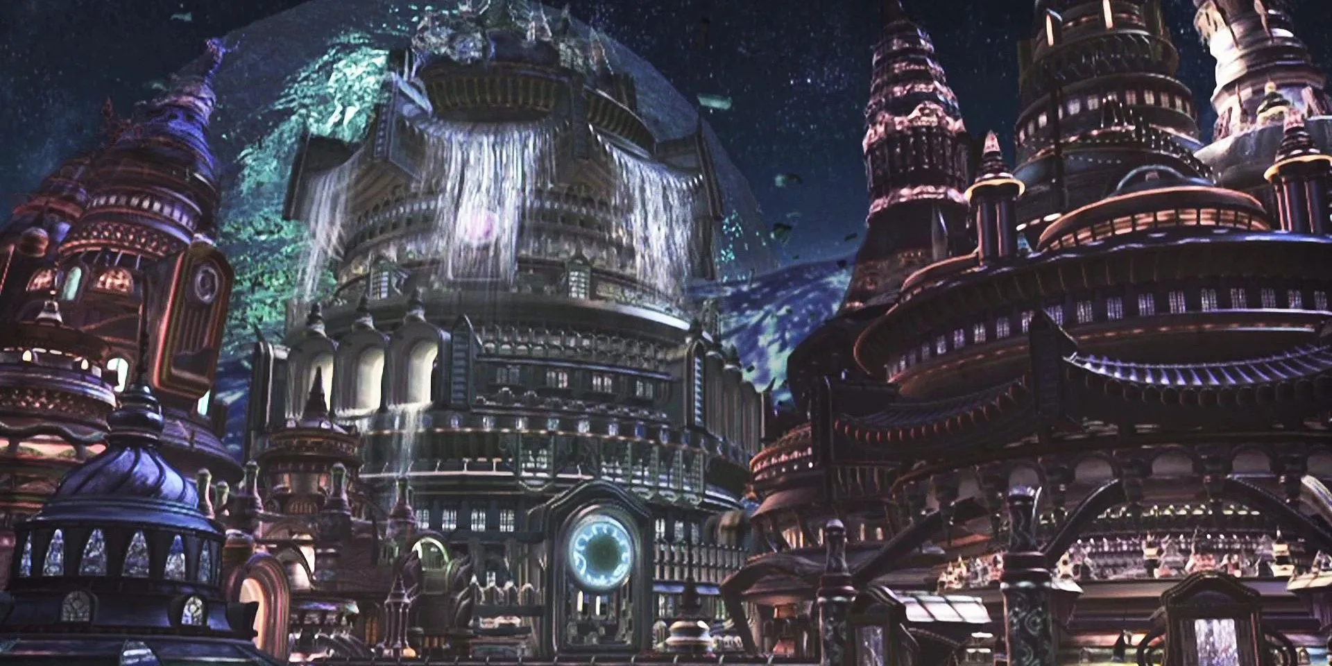 Khung cảnh Dream Zanarkand huyền ảo trong phần giới thiệu của Final Fantasy X nơi Tidus bắt đầu hành trình