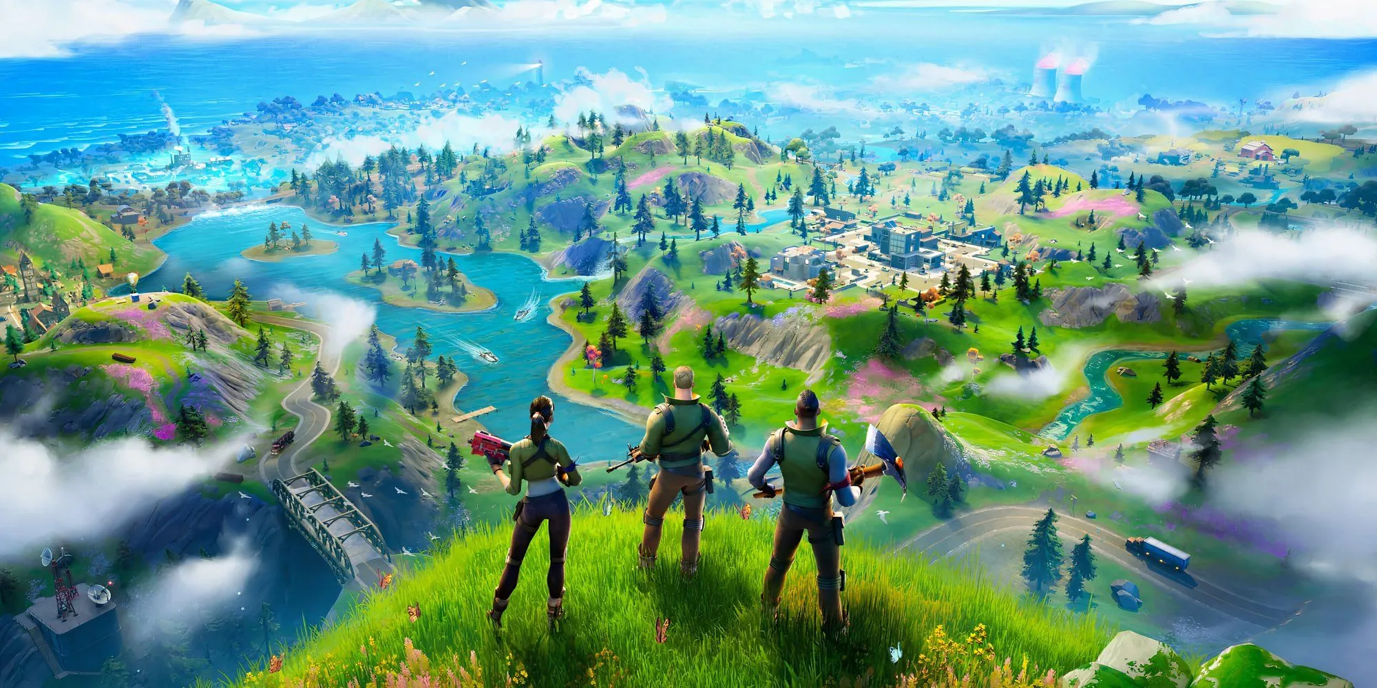 Khung cảnh hòn đảo trong game Fortnite