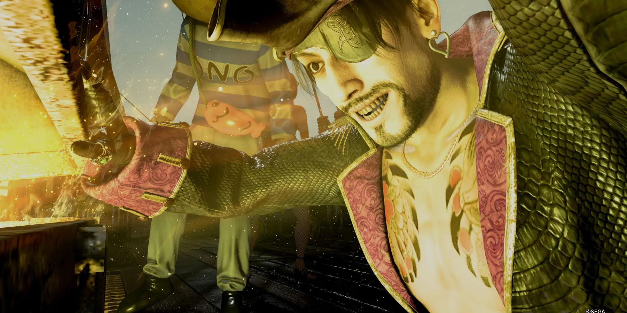 Majima Goro trong bộ trang phục tùy chỉnh phong cách cướp biển tại Hawaii - Like a Dragon: Pirate Yakuza