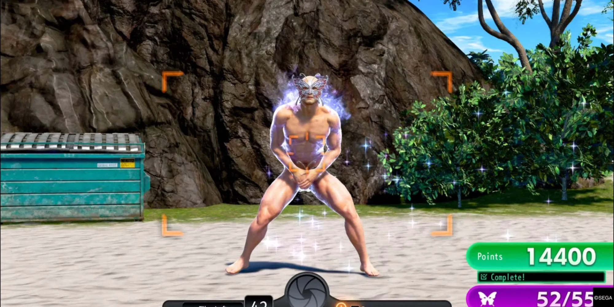 Majima và Kuroki trên chiếc bè trong tuyến Crystal Papillon Island của Sicko Snap