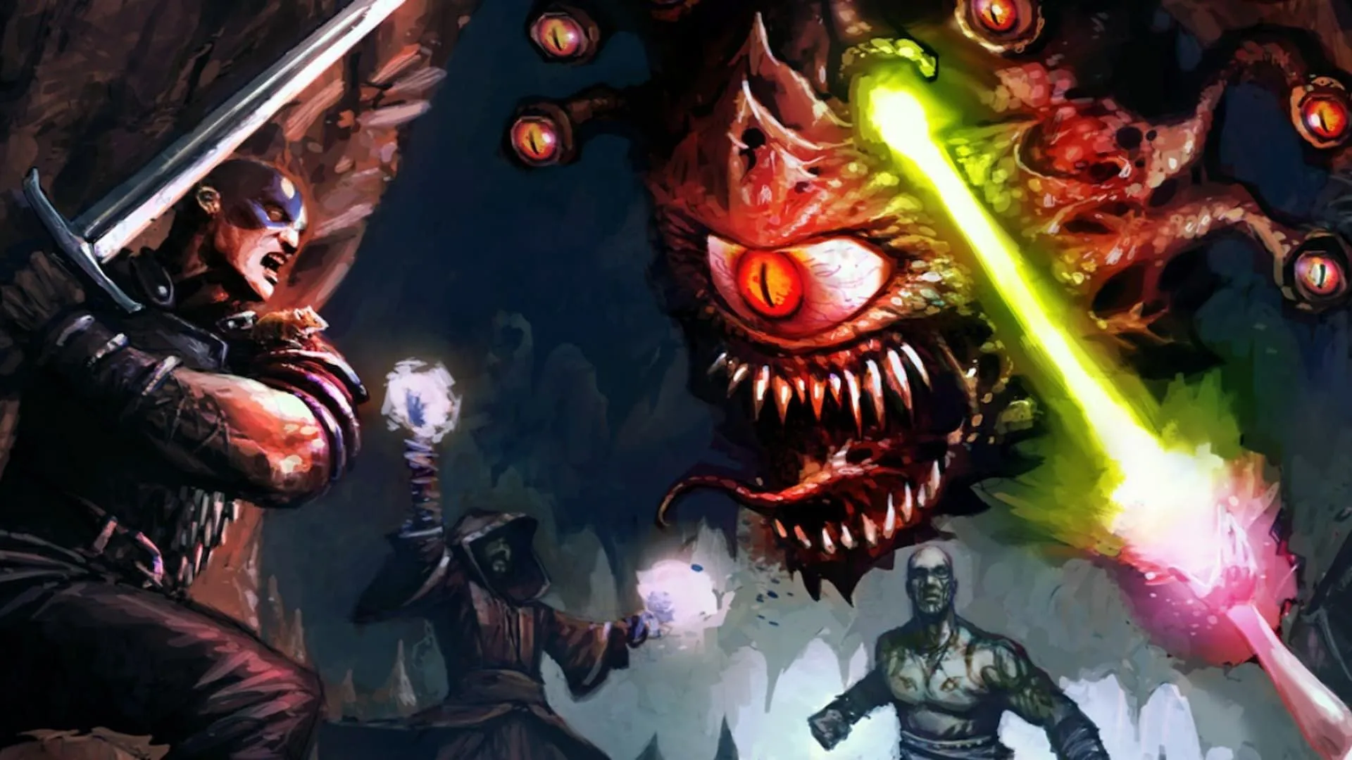 Minsc và Boo đối đầu Beholder trong Baldur's Gate 2, một tựa game D&D kinh điển