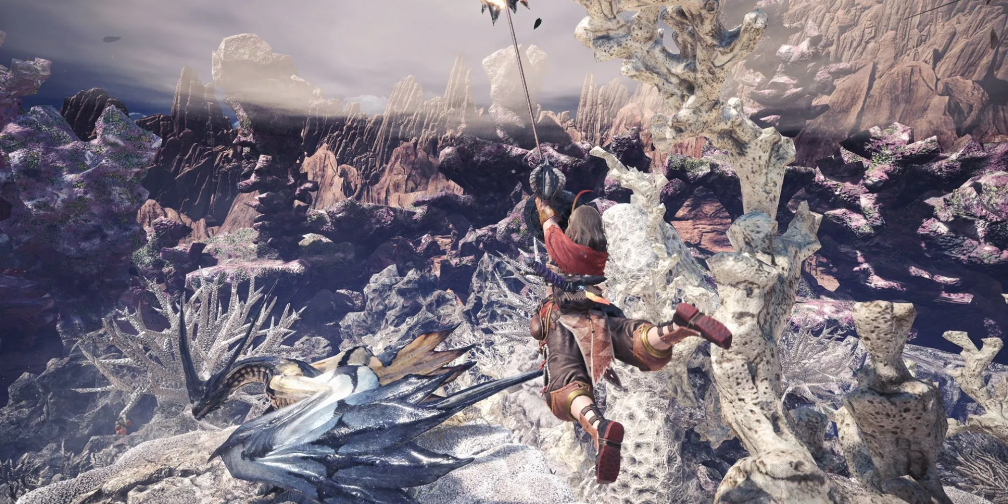 Monster Hunter World với hình ảnh quái vật và thợ săn