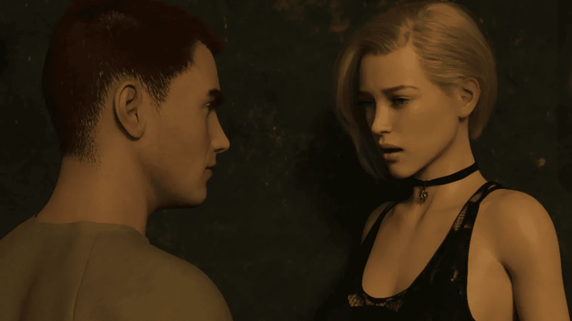 Một cảnh trong game No Mercy thể hiện phong cách visual novel và chủ đề gây tranh cãi