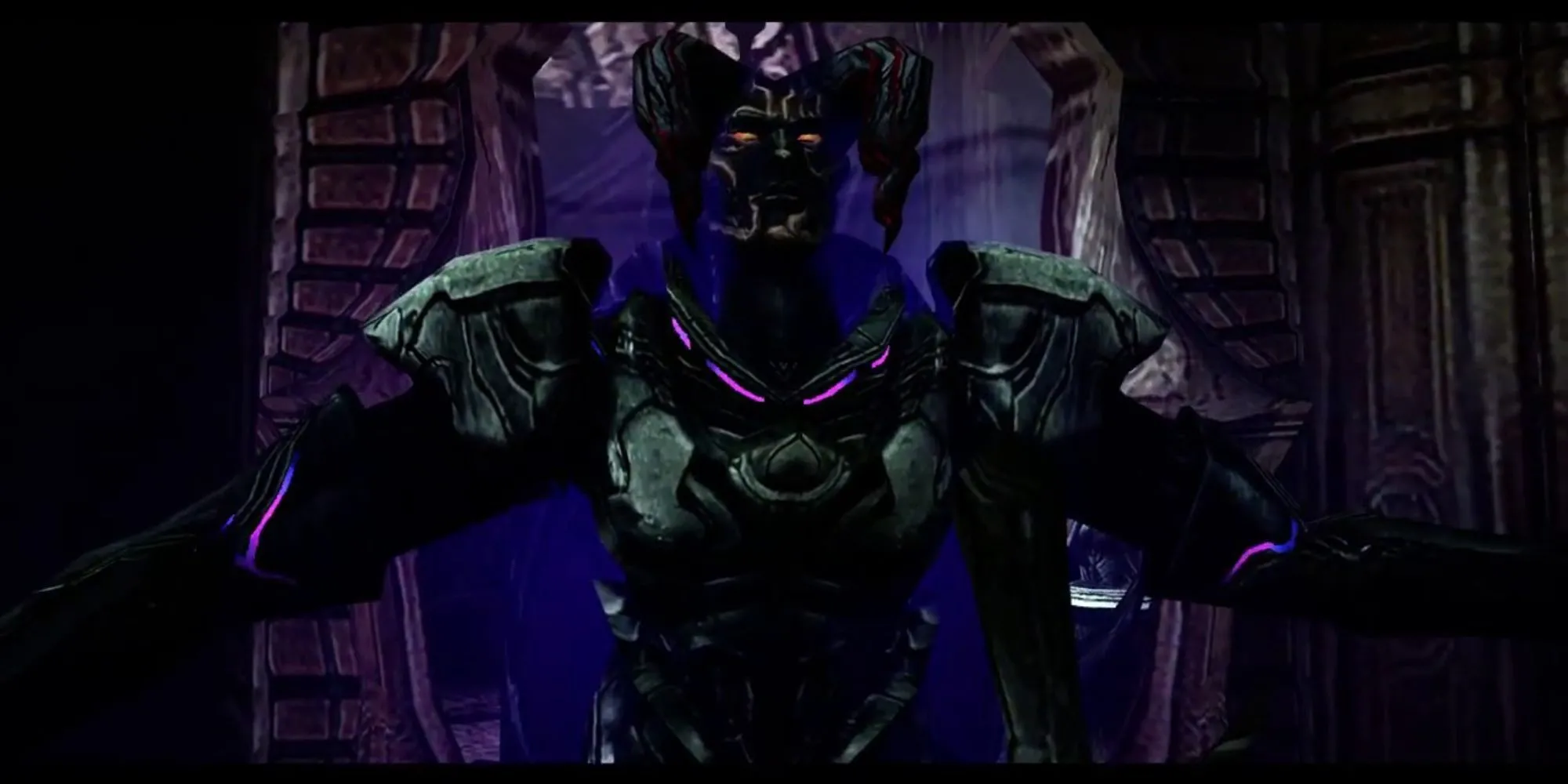 Nelo Angelo, kỵ sĩ quỷ bí ẩn trong Devil May Cry, đứng trong tư thế chiến đấu với thanh đại kiếm.