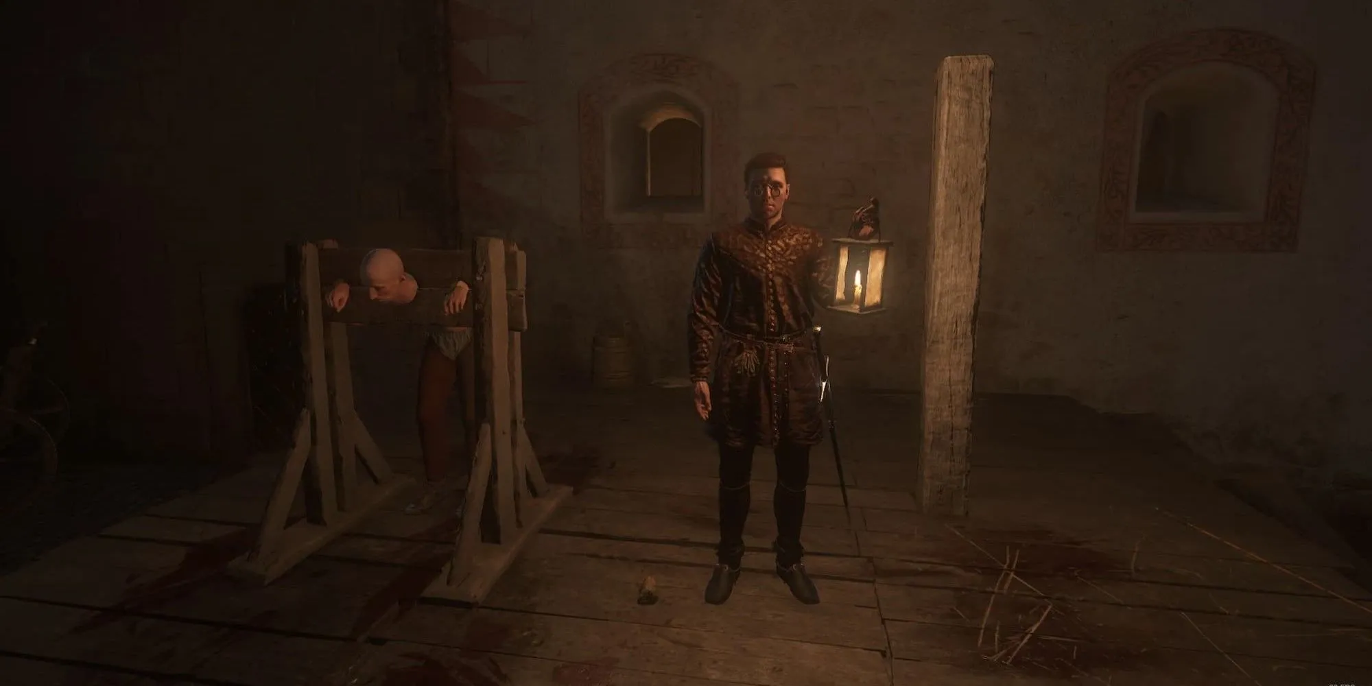 Nhân vật cầm một chiếc đèn lồng trong Kingdom Come Deliverance 2 nhờ Equippable Lamp Mod của Domagojevich trên Nexus Mods