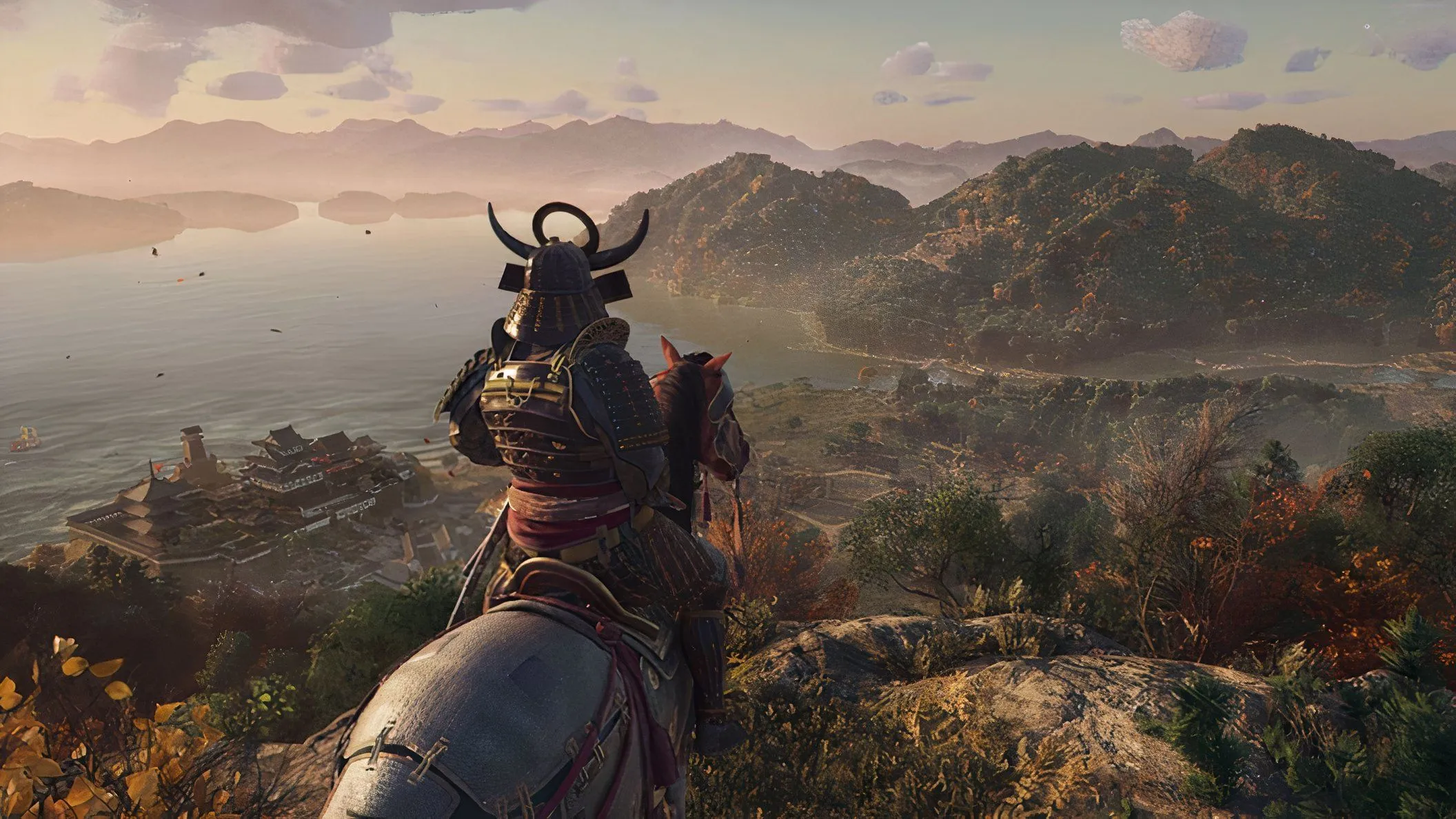 Nhân vật Yasuke cưỡi ngựa trong thế giới mở Assassin's Creed Shadows, minh họa cho trải nghiệm khám phá với ray tracing