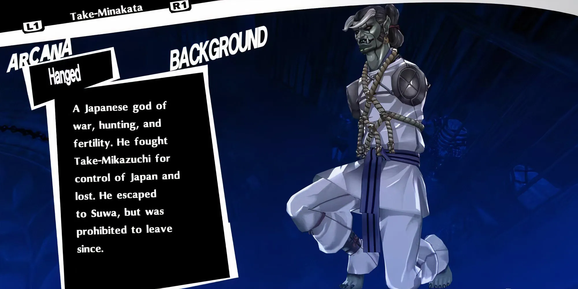 Persona Take-Minakata một trong các Persona của Hanged Man Arcana P5R