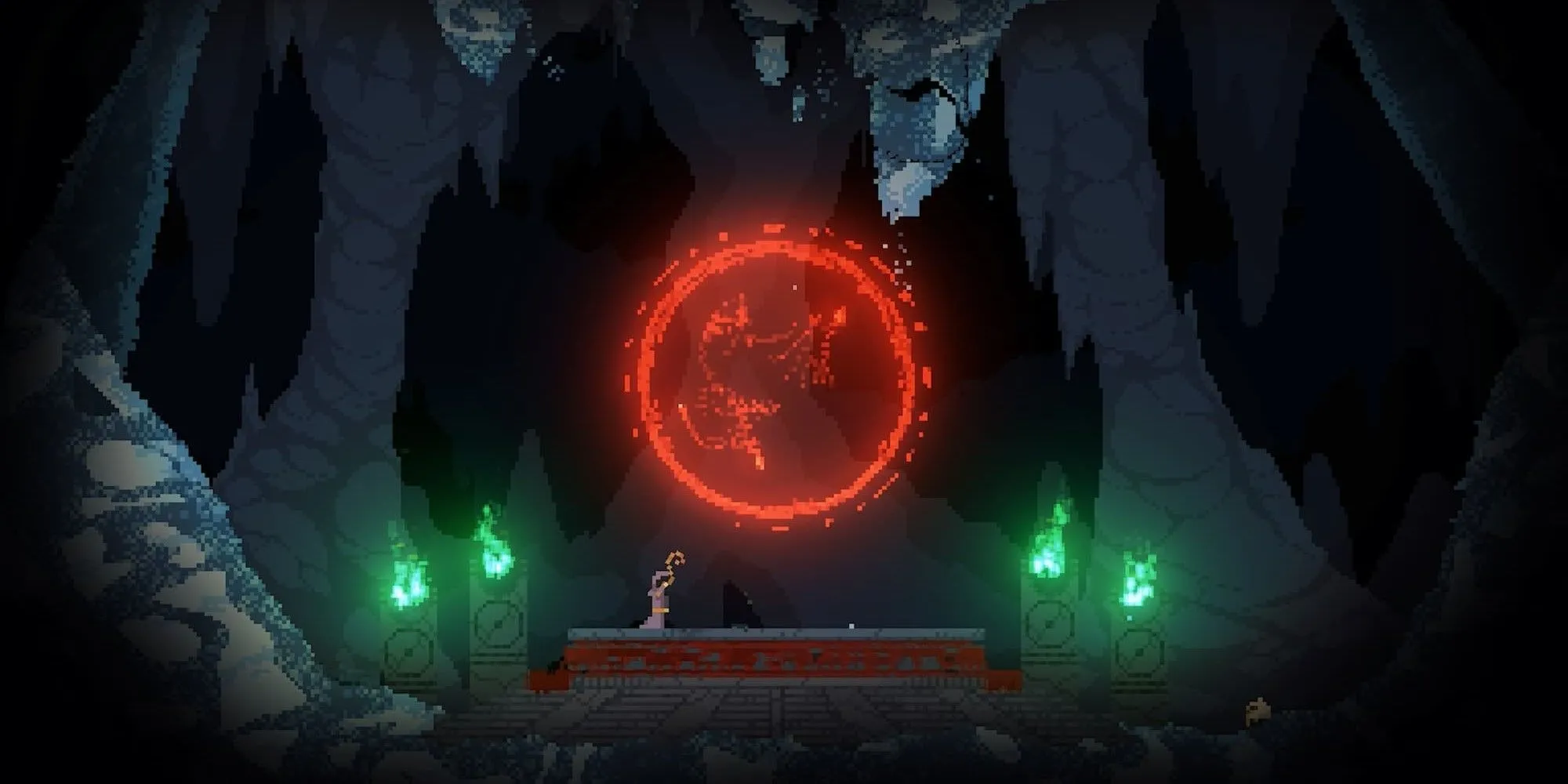 Phù thủy tạo ra quả cầu ma thuật khổng lồ hủy diệt trong game roguelike Noita