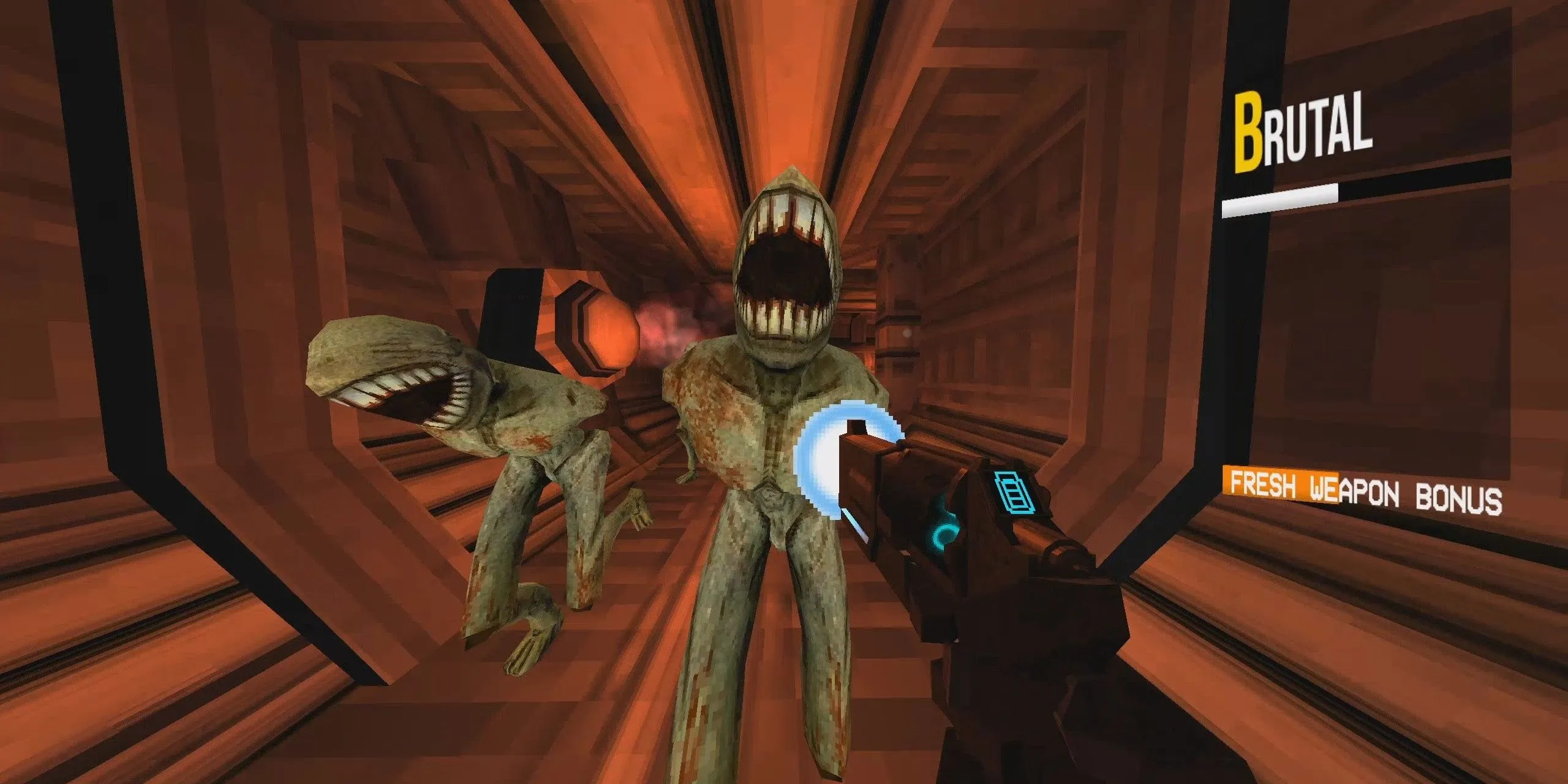 Robot V1 bắn hạ lũ quỷ trong môi trường địa ngục của Ultrakill