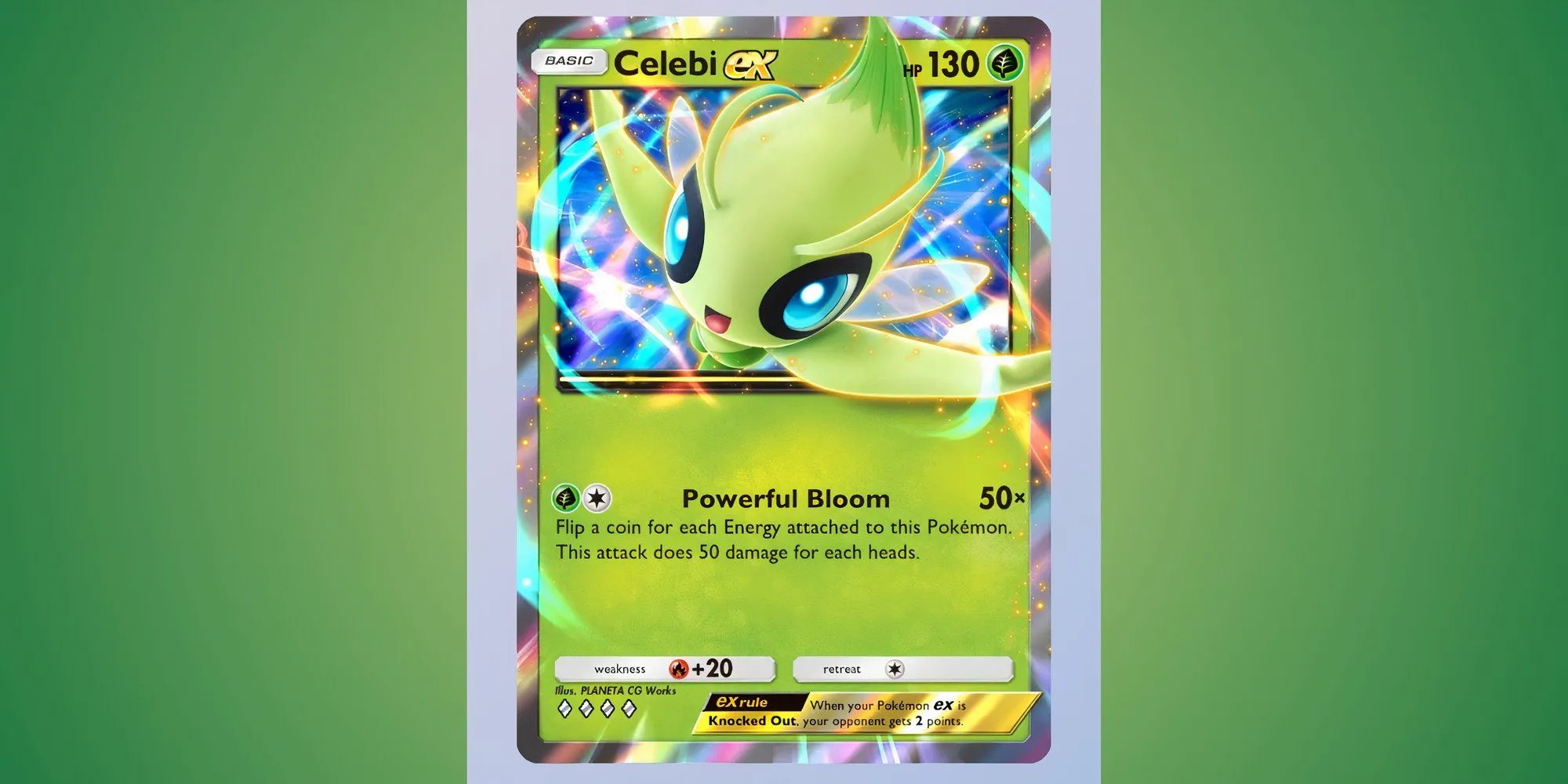 Thẻ bài Celebi EX trong Pokemon TCG Pocket với đòn tấn công Powerful Bloom
