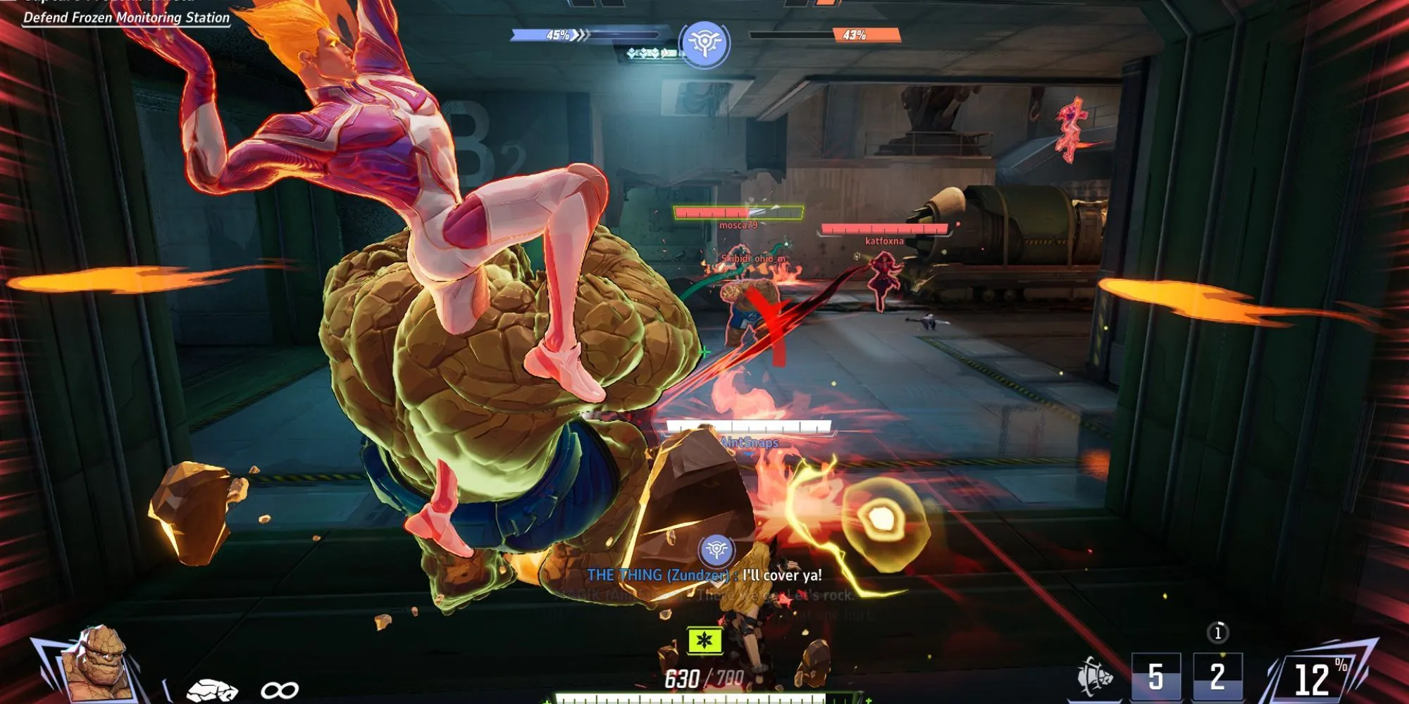 The Thing kiên cường phòng thủ trước làn đạn của đối phương trong Marvel Rivals