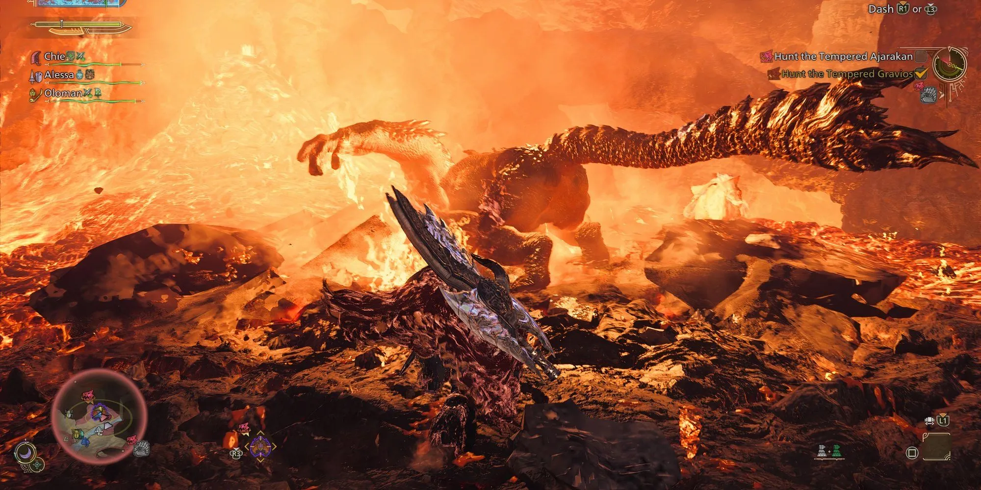 Thợ săn dùng Switch Axe tấn công và chặt đuôi quái vật trong Monster Hunter Wilds