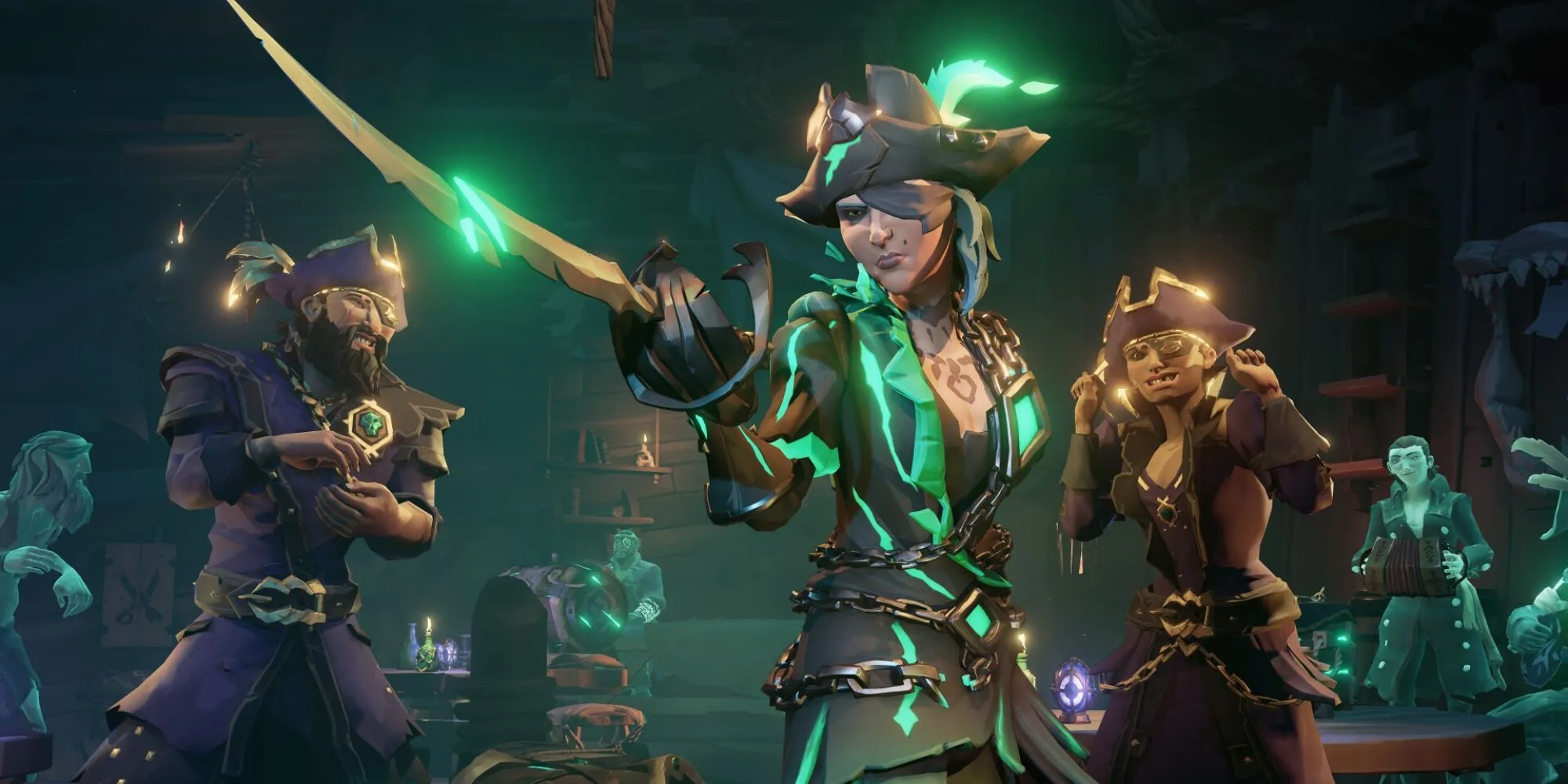 Thuyền hải tặc trong Sea of Thieves đang căng buồm ra khơi