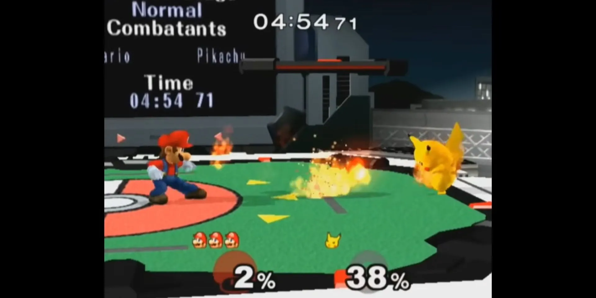 Trận chiến kinh điển giữa Mario và Pikachu trong Super Smash Bros. Melee trên GameCube