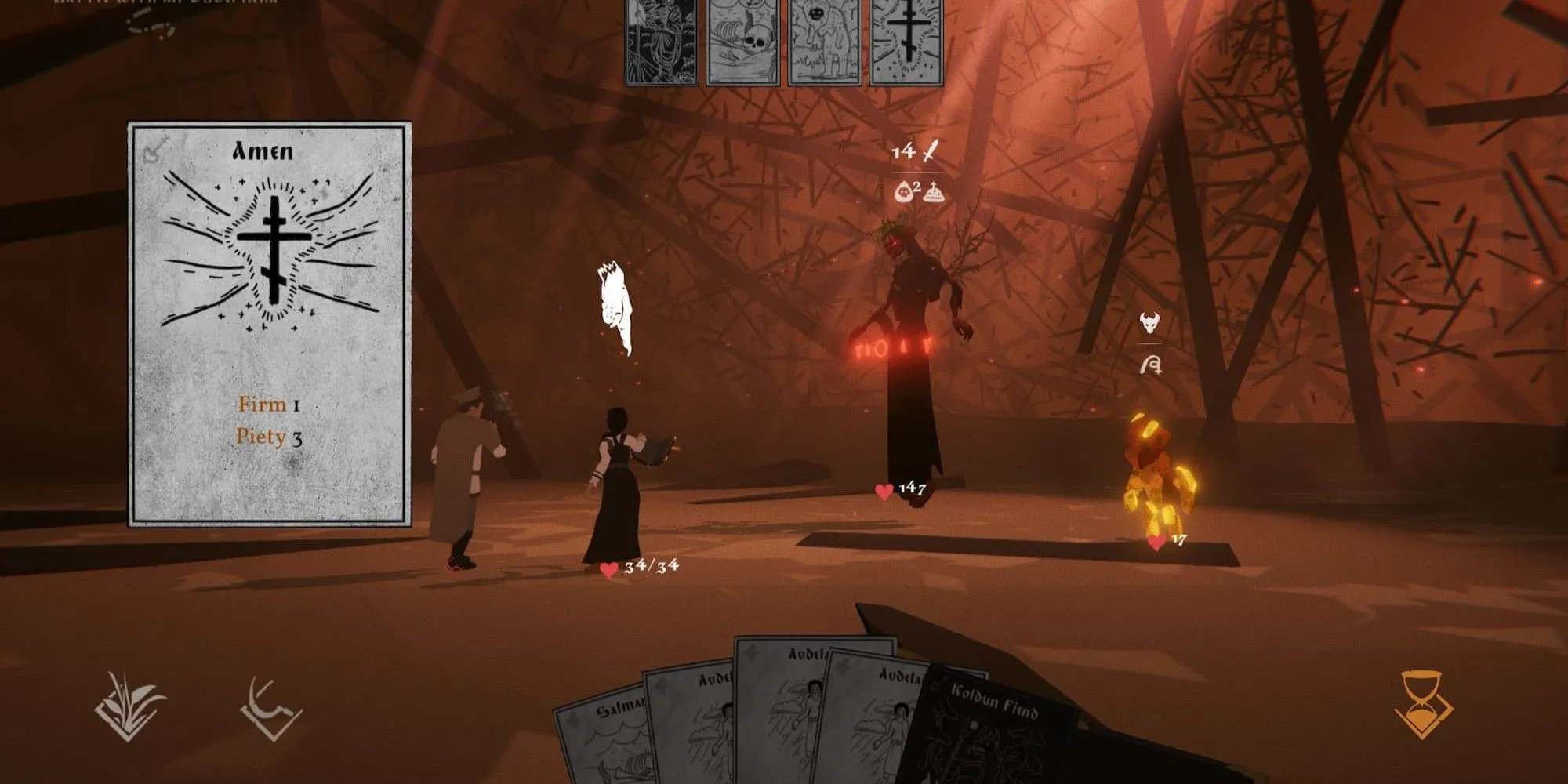 Vasilisa chiến đấu với thực thể ma quỷ bằng ma thuật hắc ám trong game Black Book