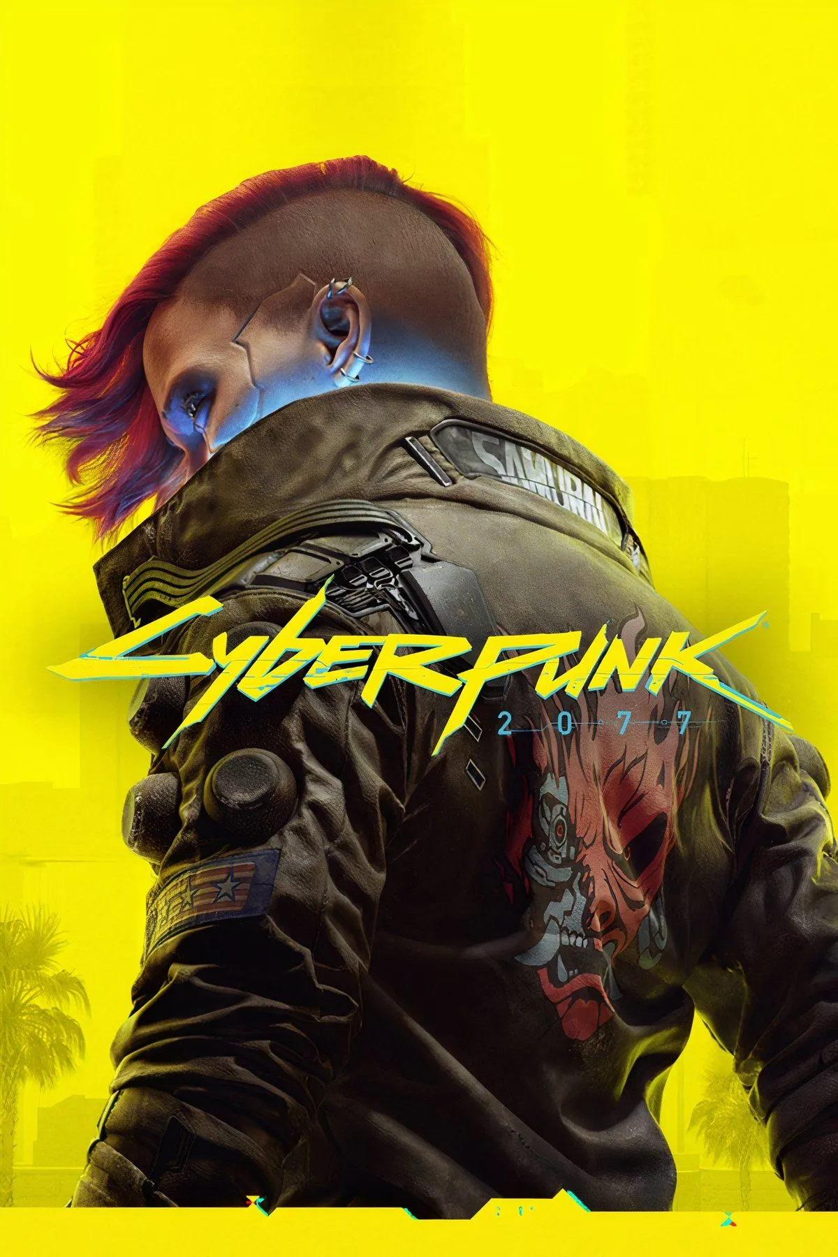 Ảnh bìa Cyberpunk 2077, thể hiện thế giới Night City tương lai và công nghệ cấy ghép sinh học