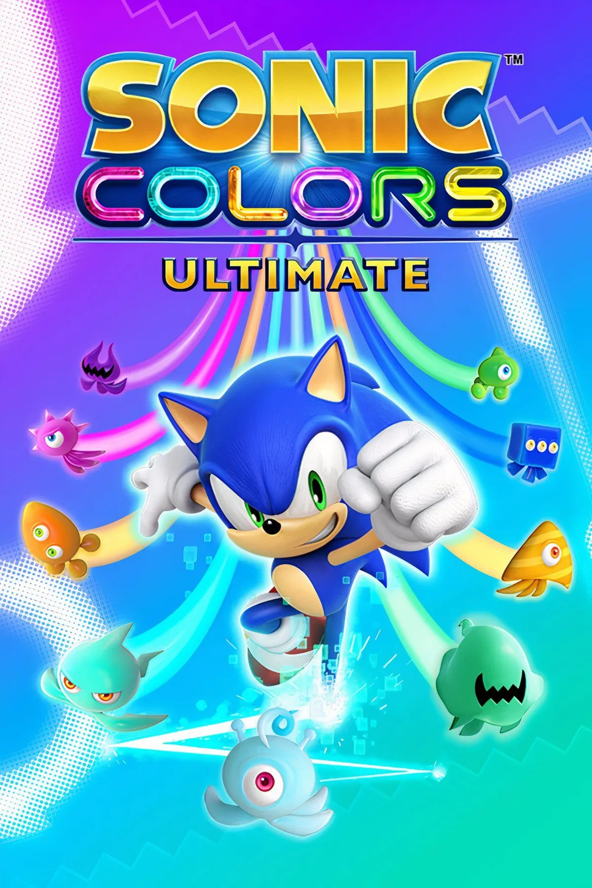 Ảnh bìa game Sonic Colors: Ultimate với Sonic và các Wisps, phiên bản cải tiến trải nghiệm trên Nintendo Switch 2