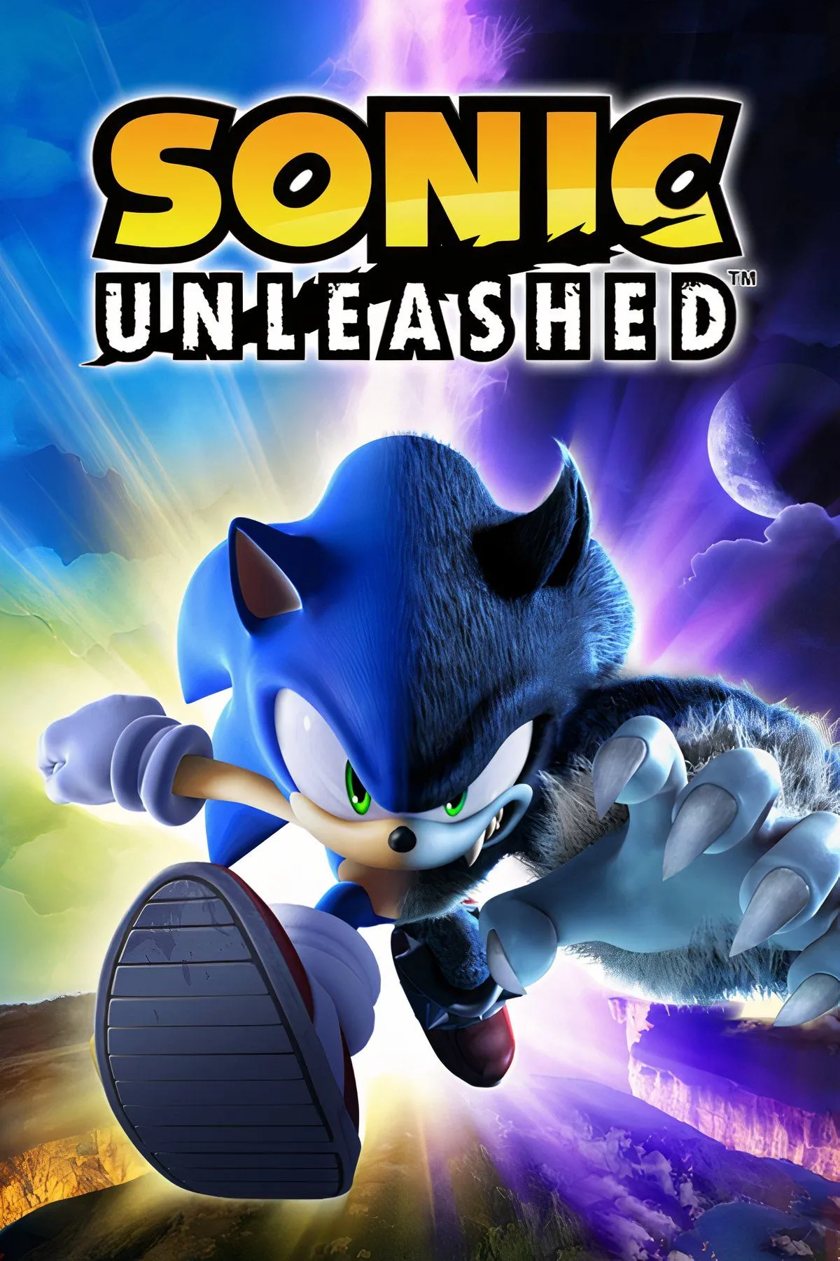 Ảnh bìa game Sonic Unleashed với Sonic và Werehog