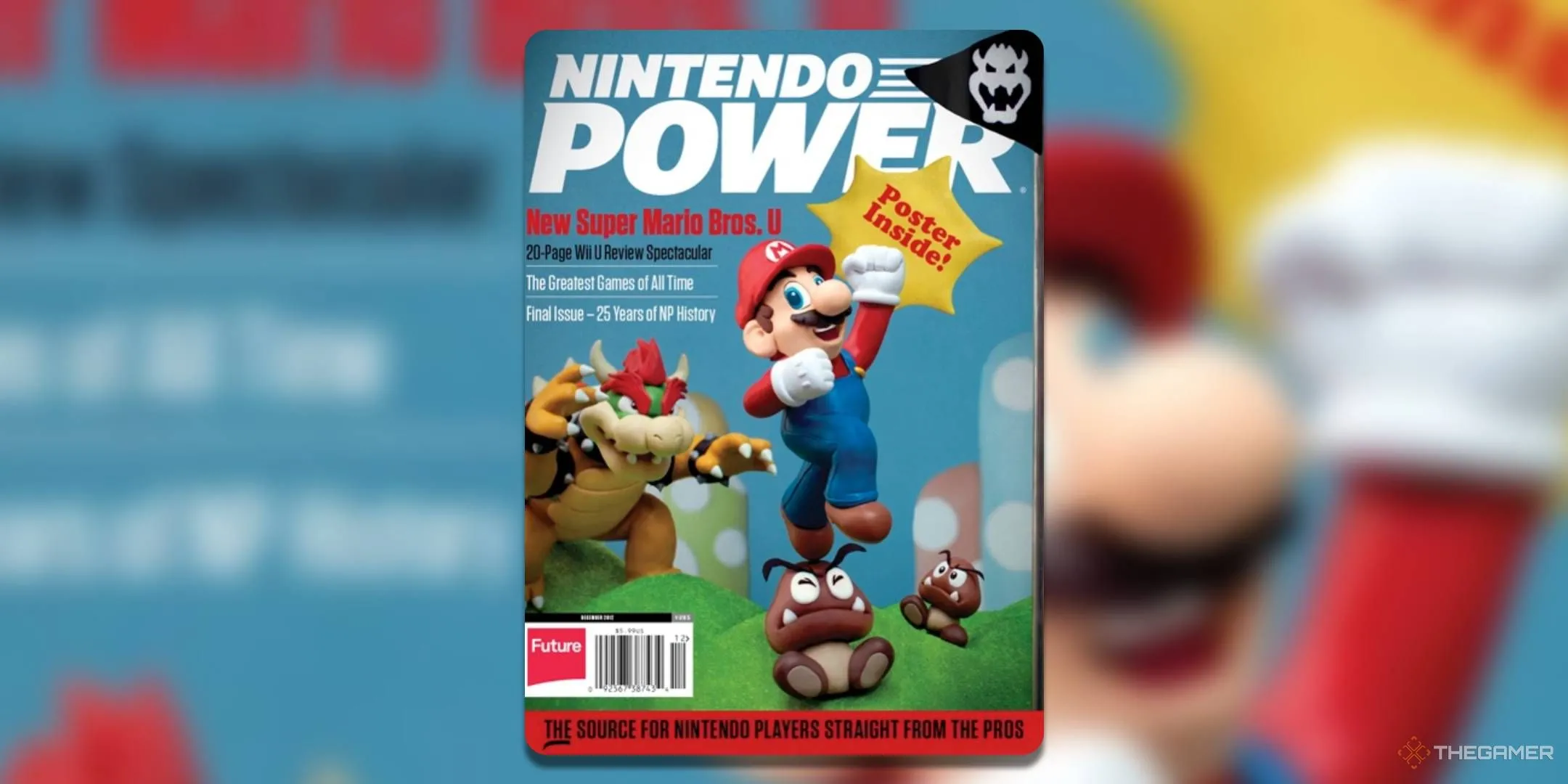 Ảnh bìa số cuối cùng của tạp chí Nintendo Power (số 285), tái hiện hình ảnh Mario, Bowser và Goombas