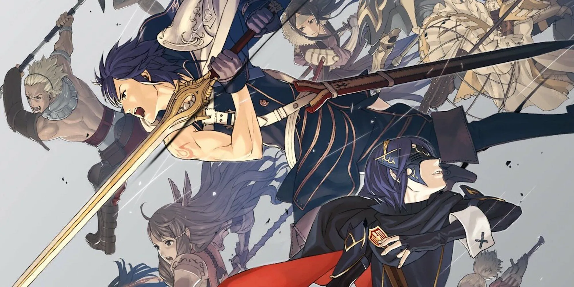 Ảnh quảng bá các nhân vật chính trong Fire Emblem: Awakening, thể hiện phong cách nghệ thuật và dàn anh hùng của tựa game chiến thuật nhập vai này.