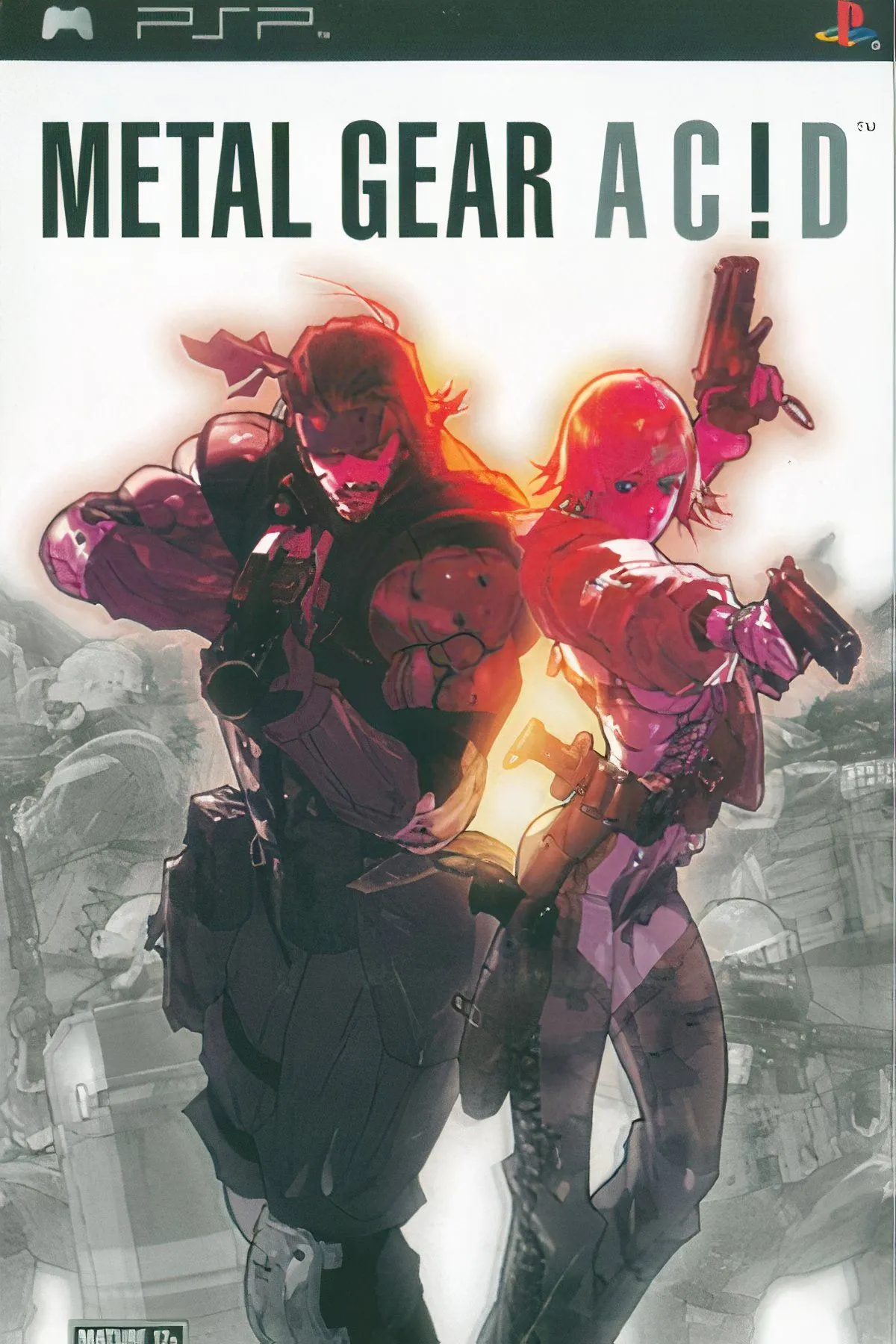 Bìa game Metal Gear Acid, giới thiệu lối chơi chiến thuật thẻ bài độc đáo của series Metal Gear trên hệ máy PSP.