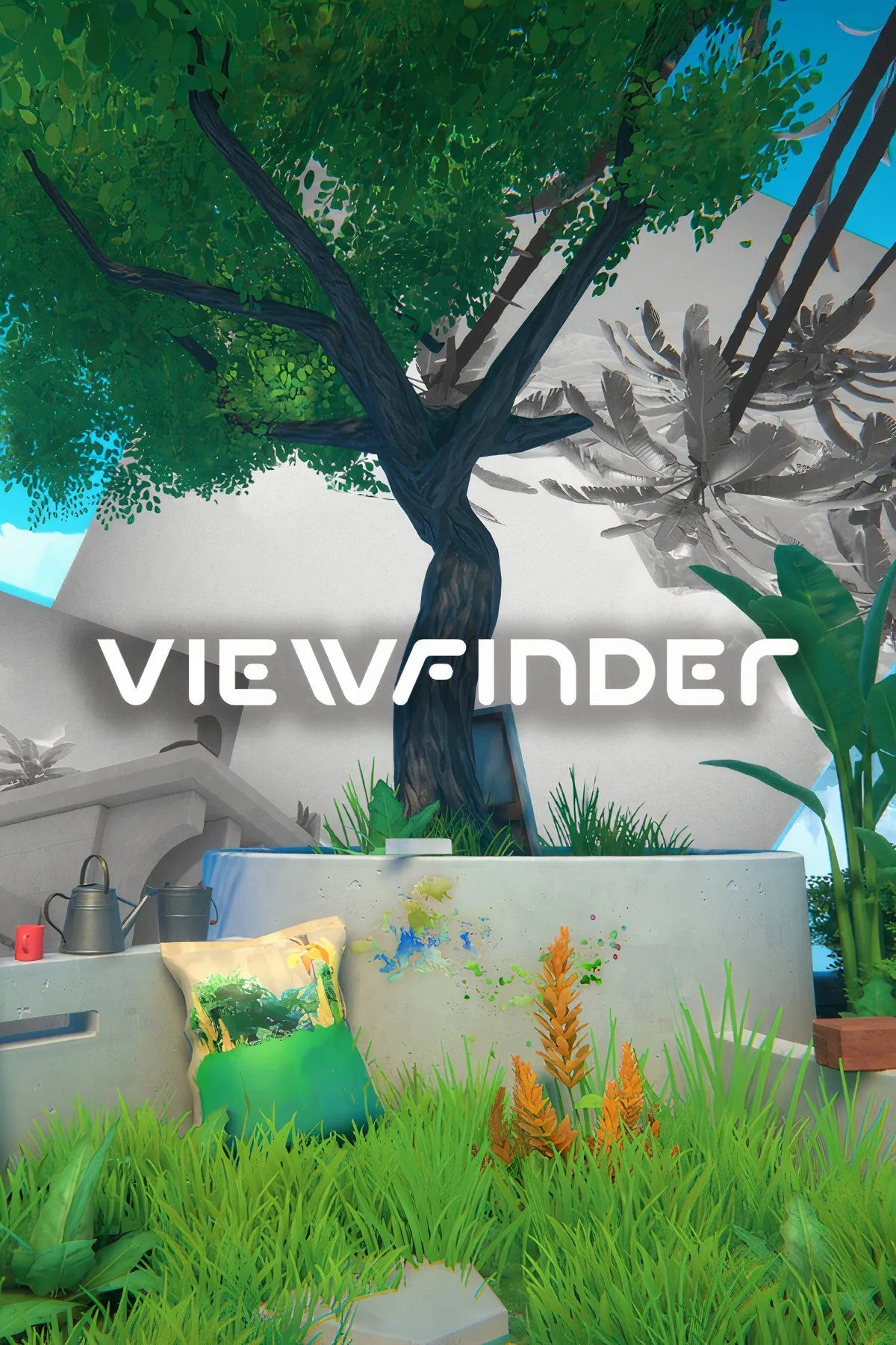 Bìa game Viewfinder, một tựa game giải đố độc đáo sử dụng cơ chế ảnh để thay đổi không gian và thực tại ảo.