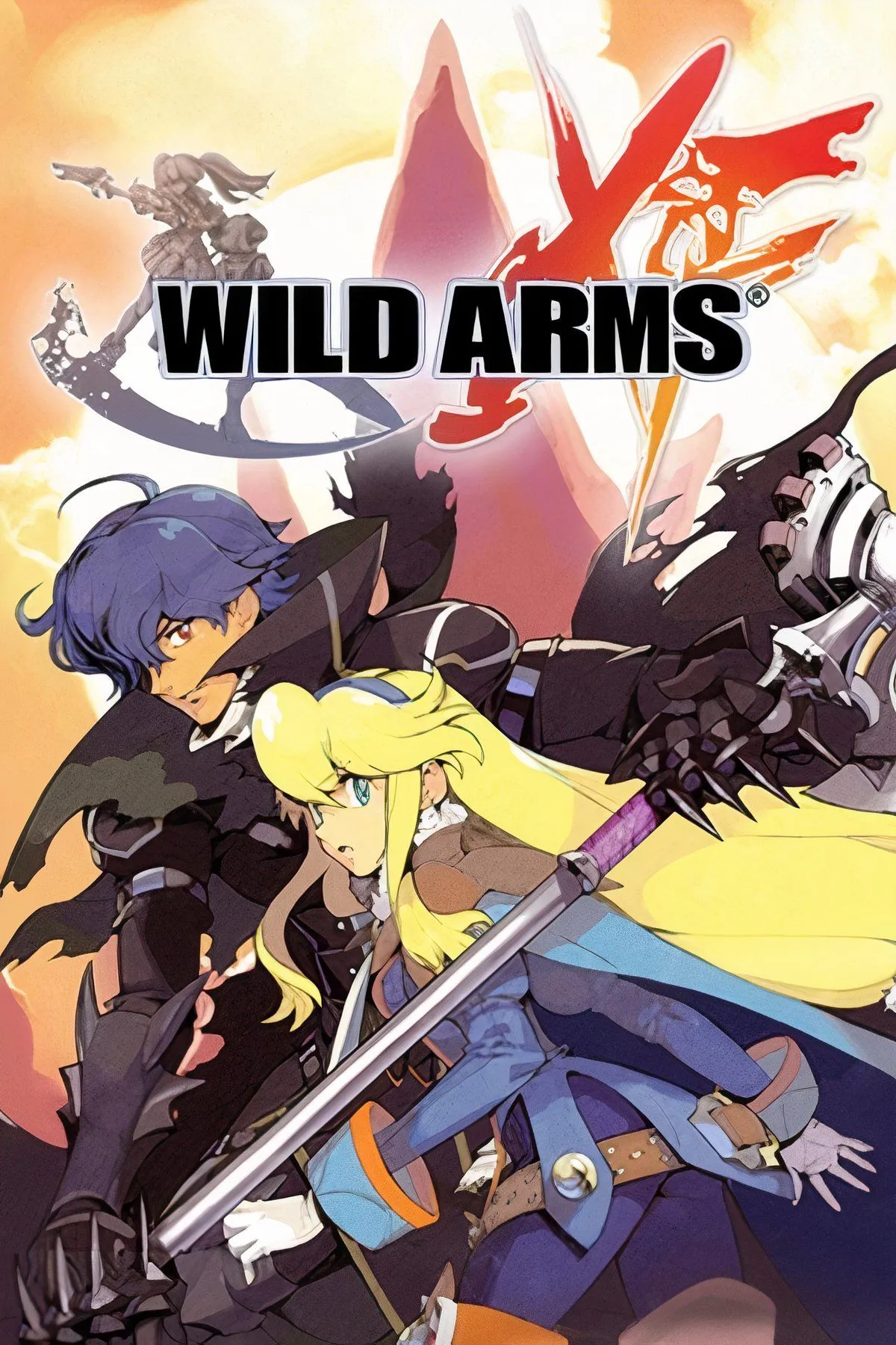 Bìa game Wild Arms XF, tựa game nhập vai chiến thuật với hệ thống chiến đấu theo ô lục giác và các mục tiêu nhiệm vụ đa dạng.