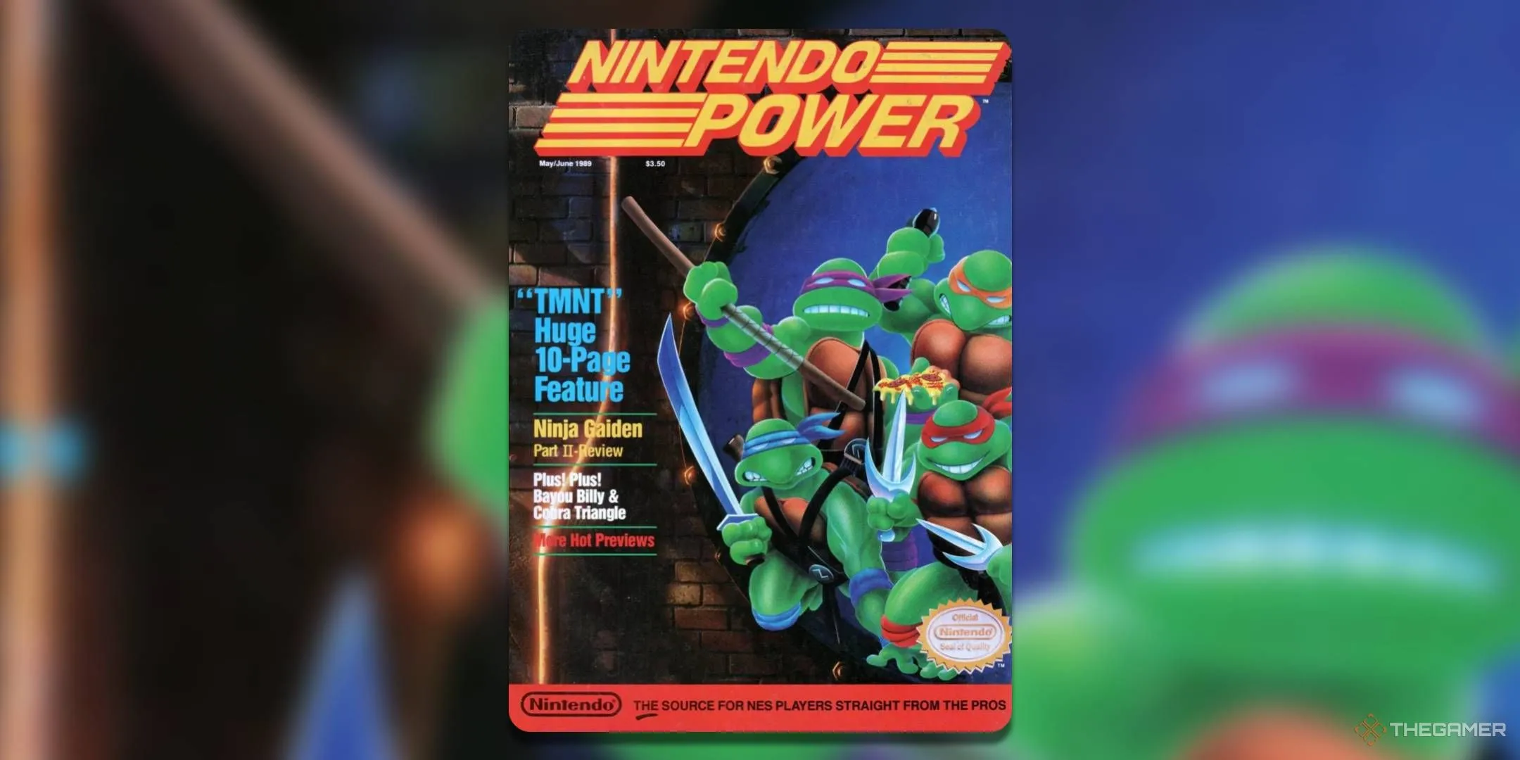 Bìa tạp chí Nintendo Power số 6 tháng 5/6 năm 1989, với hình ảnh Teenage Mutant Ninja Turtles