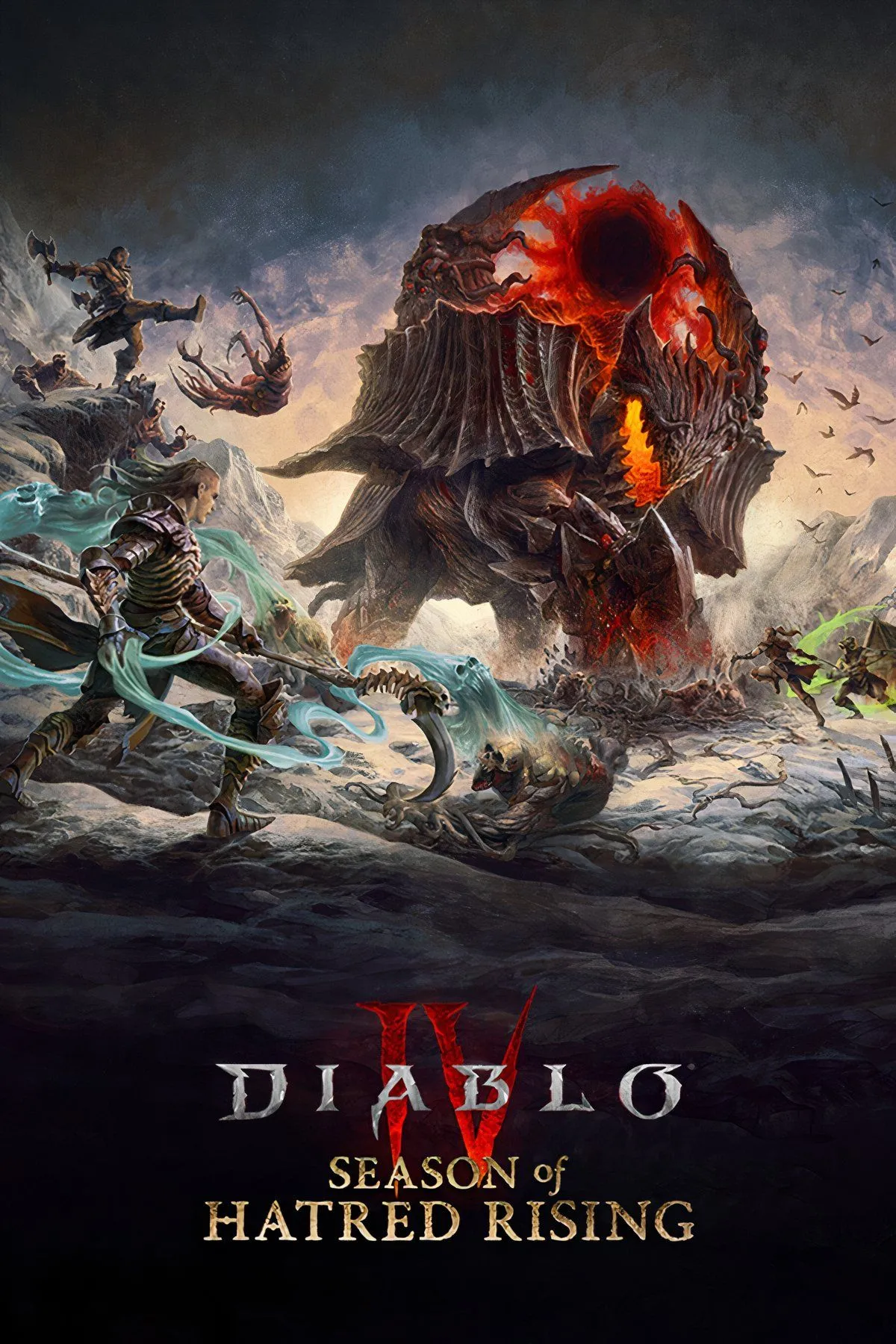 Bìa tổng hợp giới thiệu các yếu tố chính của Diablo 4, bao gồm các lớp nhân vật và nội dung phong phú cho người chơi khám phá.