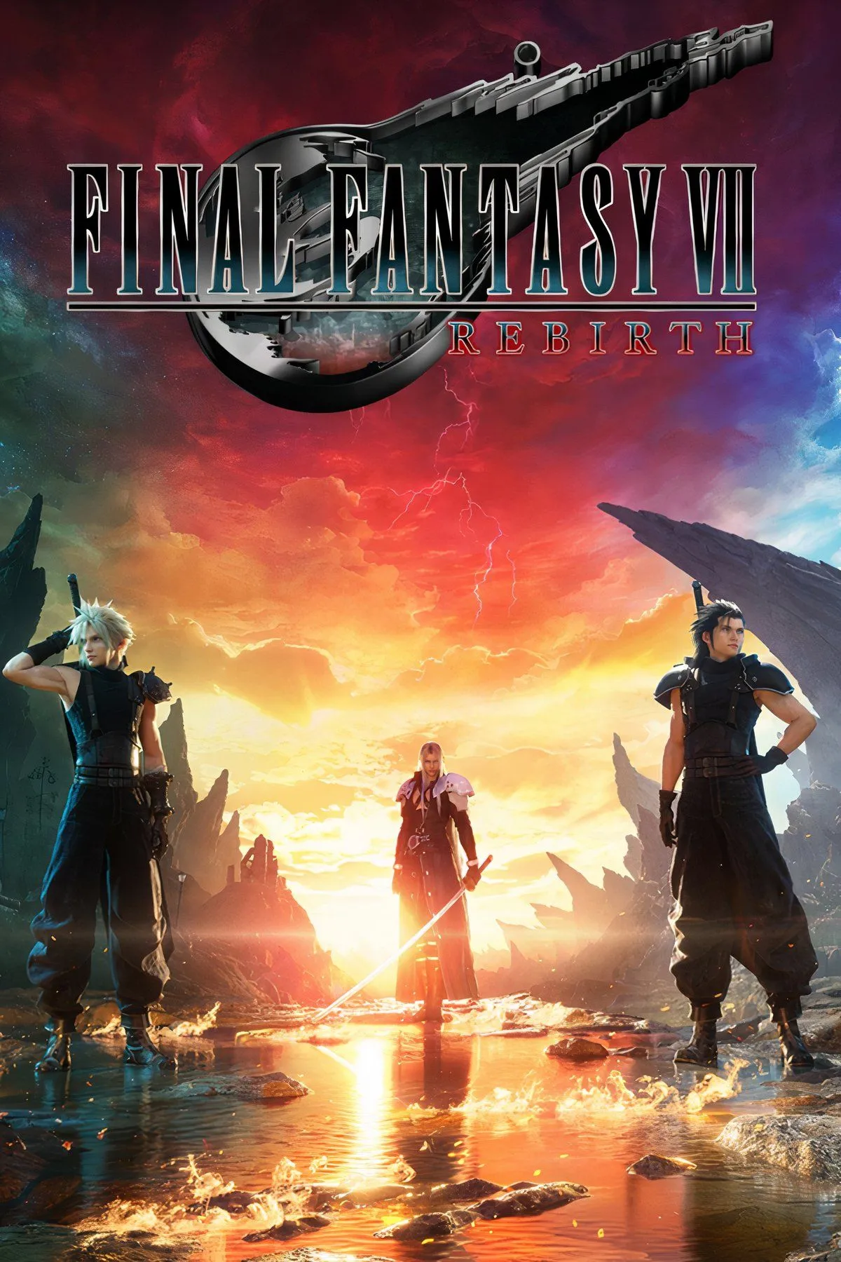 Các nhân vật chính của Final Fantasy VII Rebirth như Cloud, Tifa, Aerith trong cảnh chiến đấu, minh họa đồ họa ấn tượng và gameplay đổi mới.