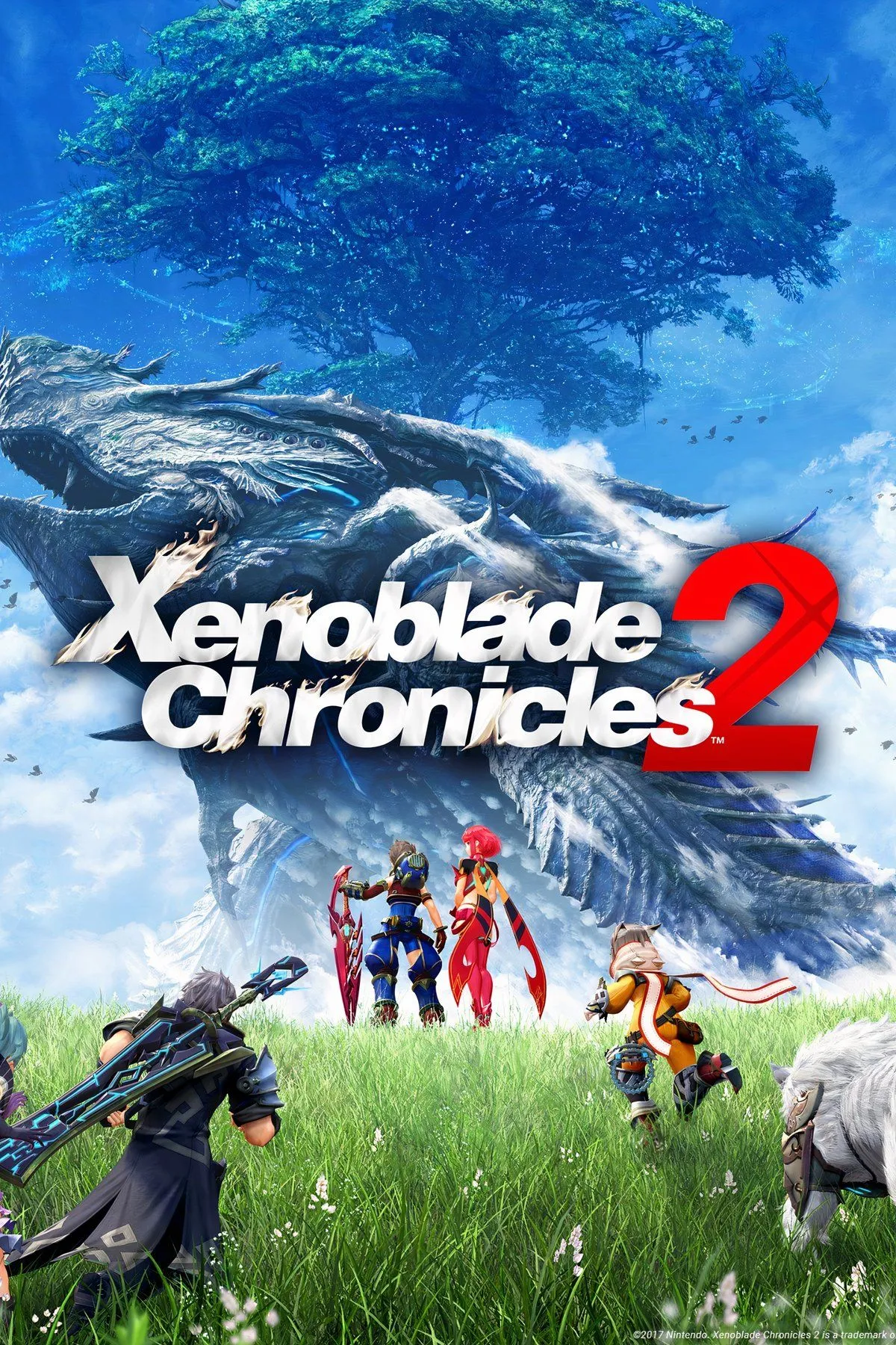Các nhân vật chính Rex và Pyra chiến đấu trong thế giới Titan của Xenoblade Chronicles 2