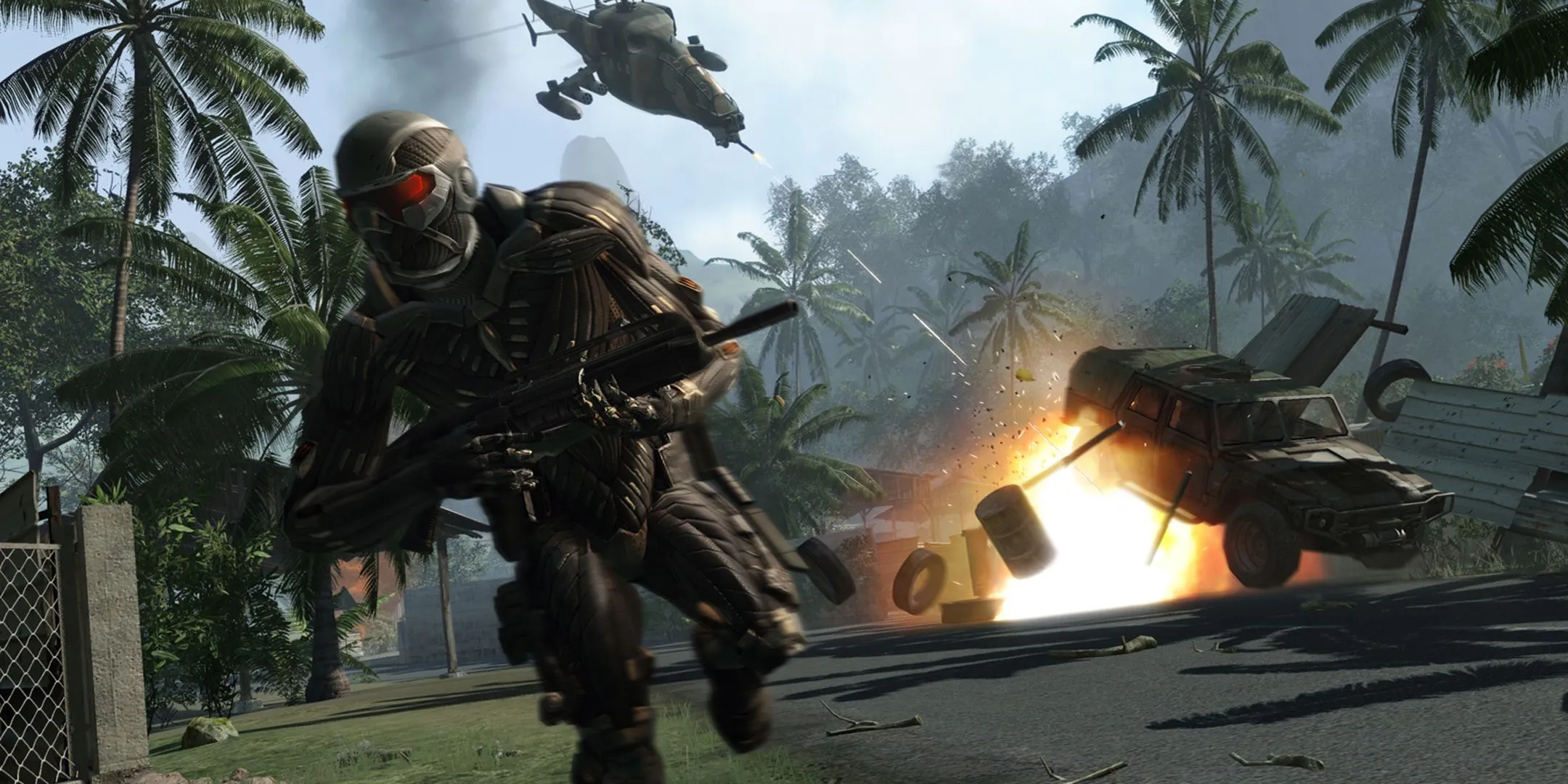 Cảnh game Crysis với đồ họa mạnh mẽ, thể hiện yêu cầu cấu hình cao cho PC gaming.