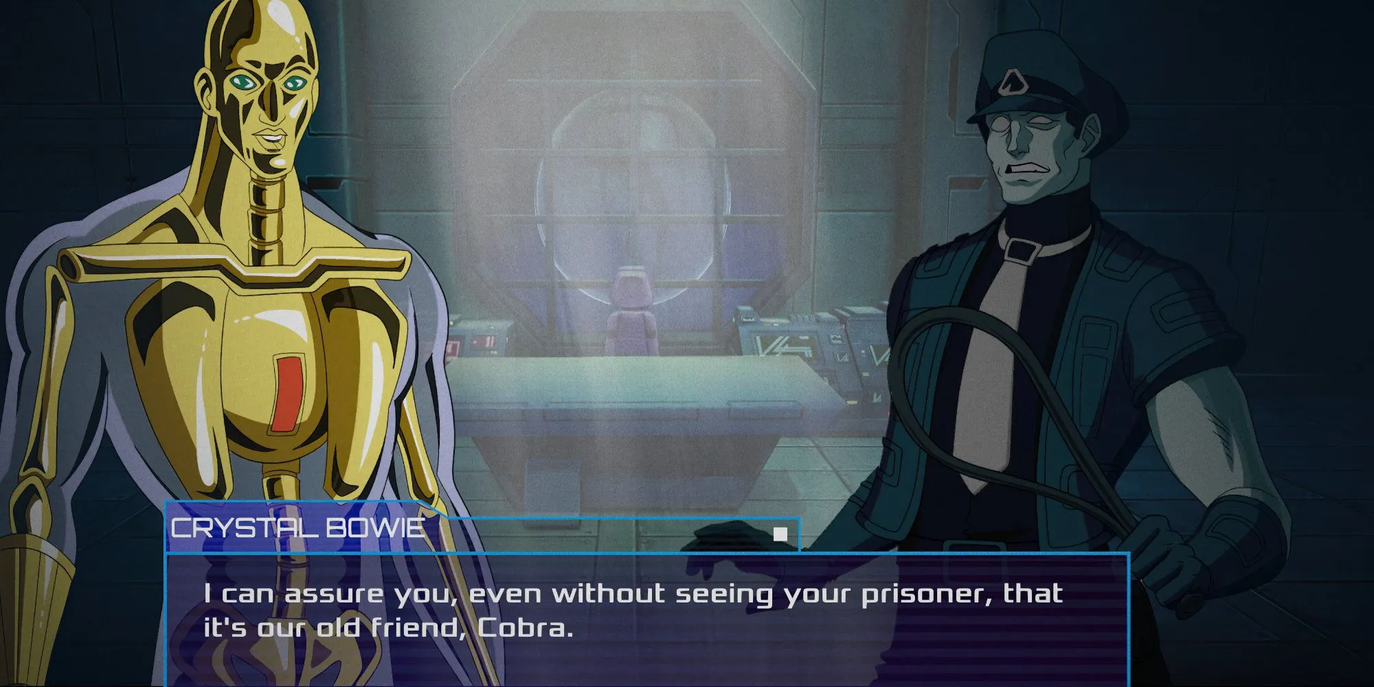 Cobra và Crystal Bowie trong một cảnh game Space Adventure Cobra The Awakening