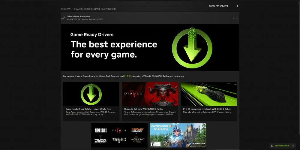 Giao diện phần mềm NVIDIA GeForce Experience đang cập nhật driver card đồ họa.