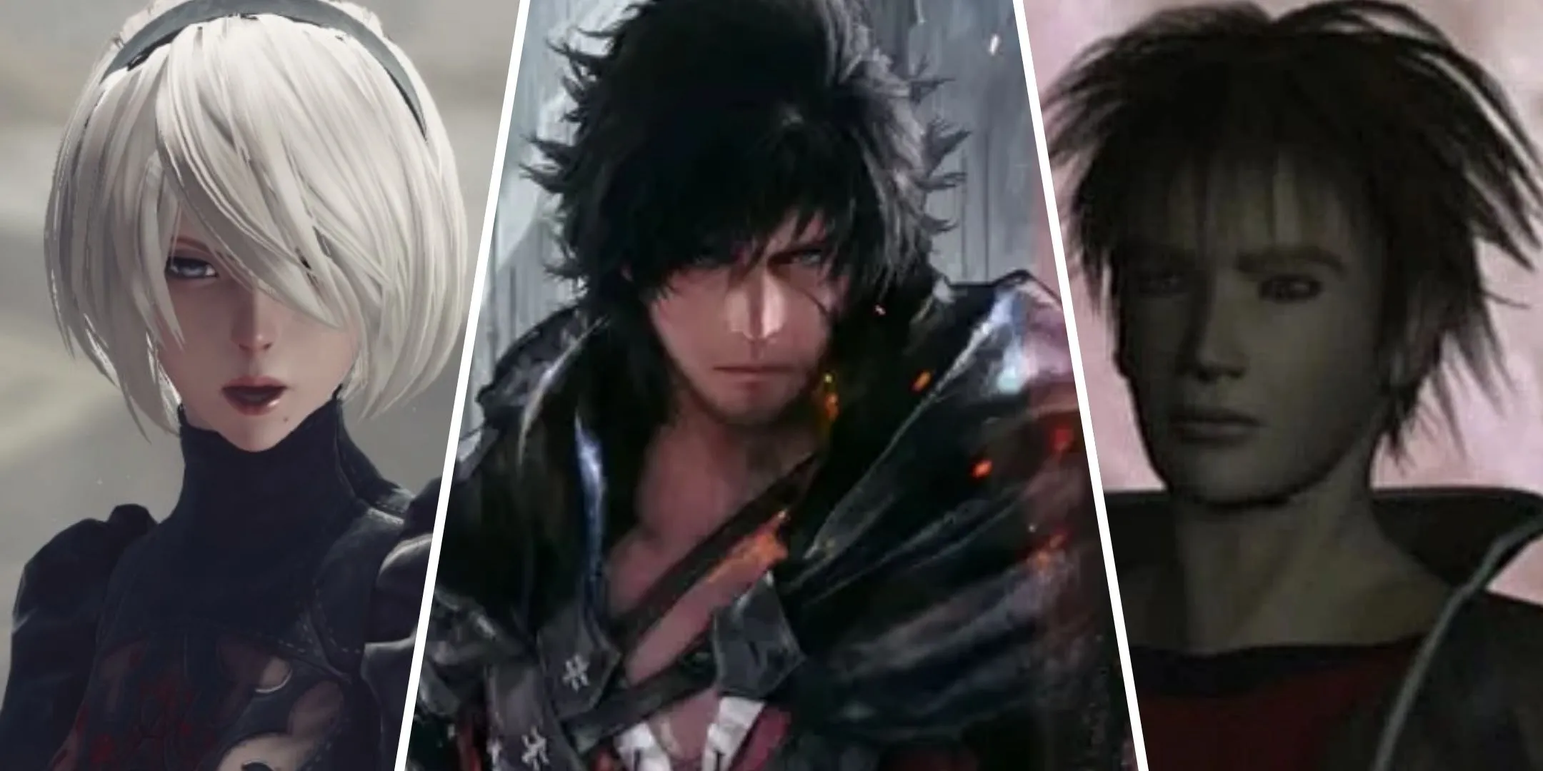 Hai nhân vật 2B và 9S từ NieR: Automata cùng hai nhân vật khác từ các JRPG khác, đại diện cho những tựa game không theo phong cách anime điển hình.
