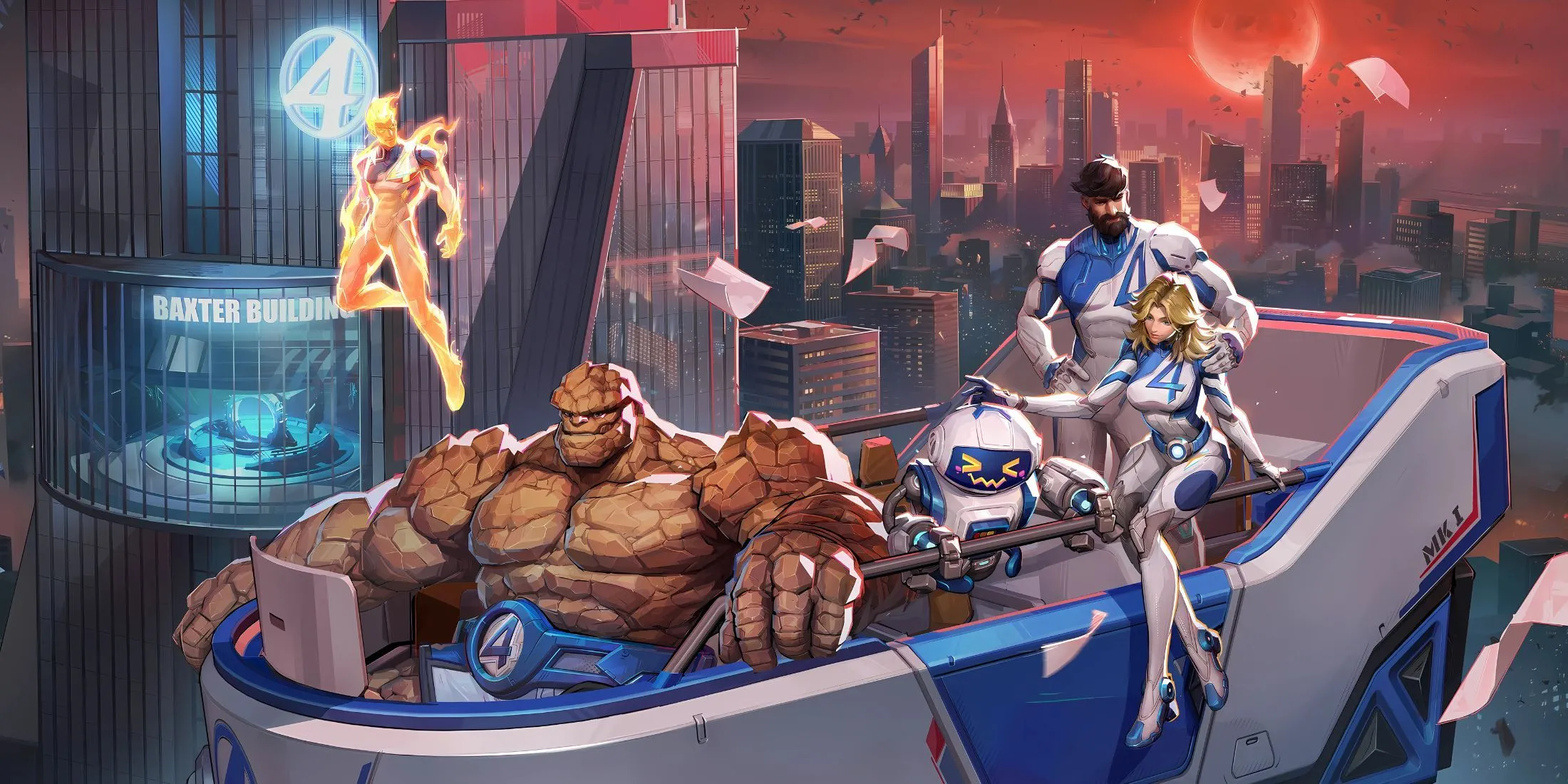 Hình ảnh Human Torch và The Thing phối hợp trong Marvel Rivals, thể hiện khả năng team-up "First Steps".